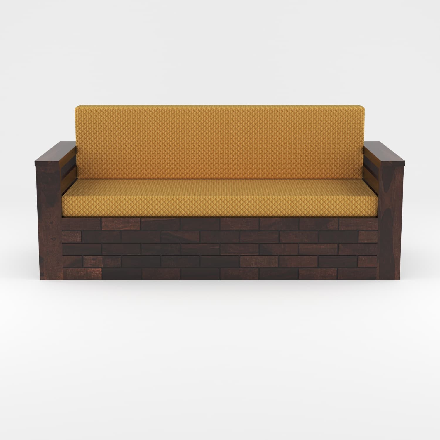 Shisham Wood 3-seater Sofa with GeoDiamond - Open-Rail - Walnut - image 8