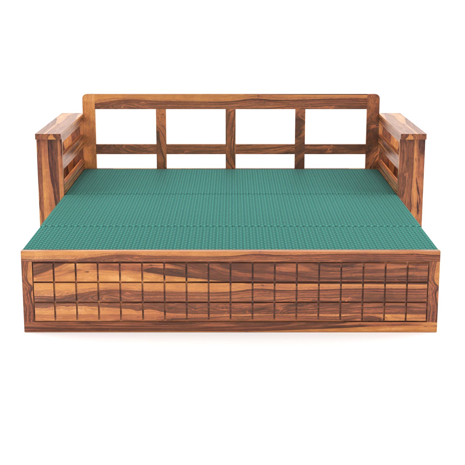 Shisham Wood 3-seater Sofa with GridLock - Contemporary - Honey - image 3