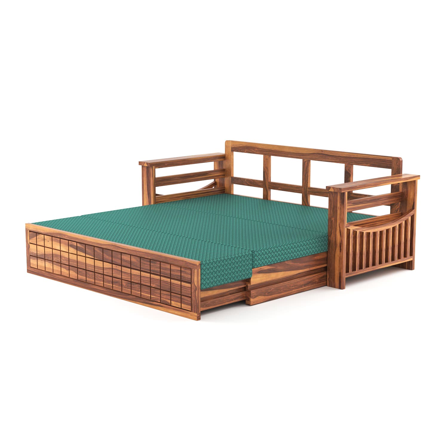 Shisham Wood 3-seater Sofa with GridLock - Contemporary - Honey - image 5