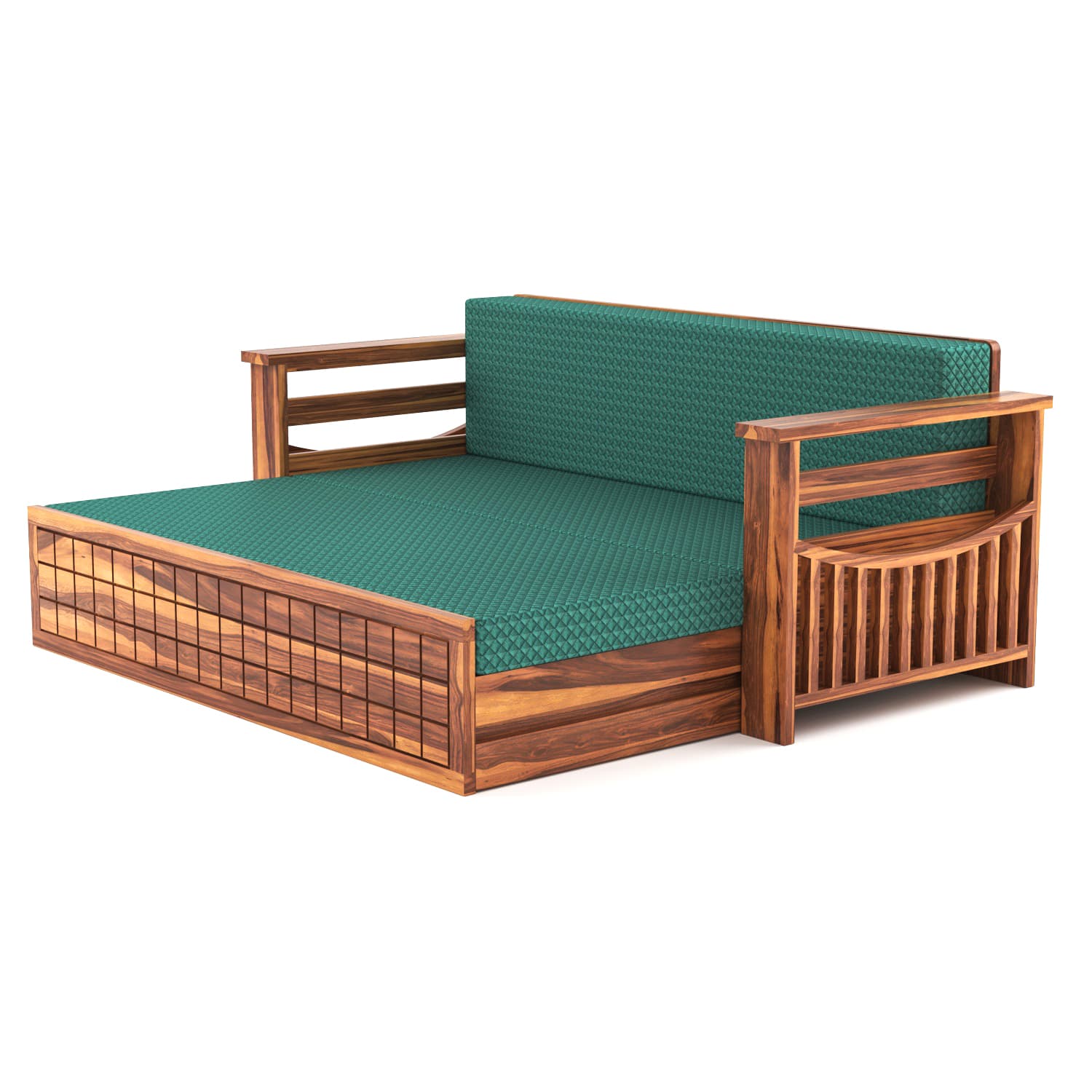 Shisham Wood 3-seater Sofa with GridLock - Contemporary - Honey - image 6
