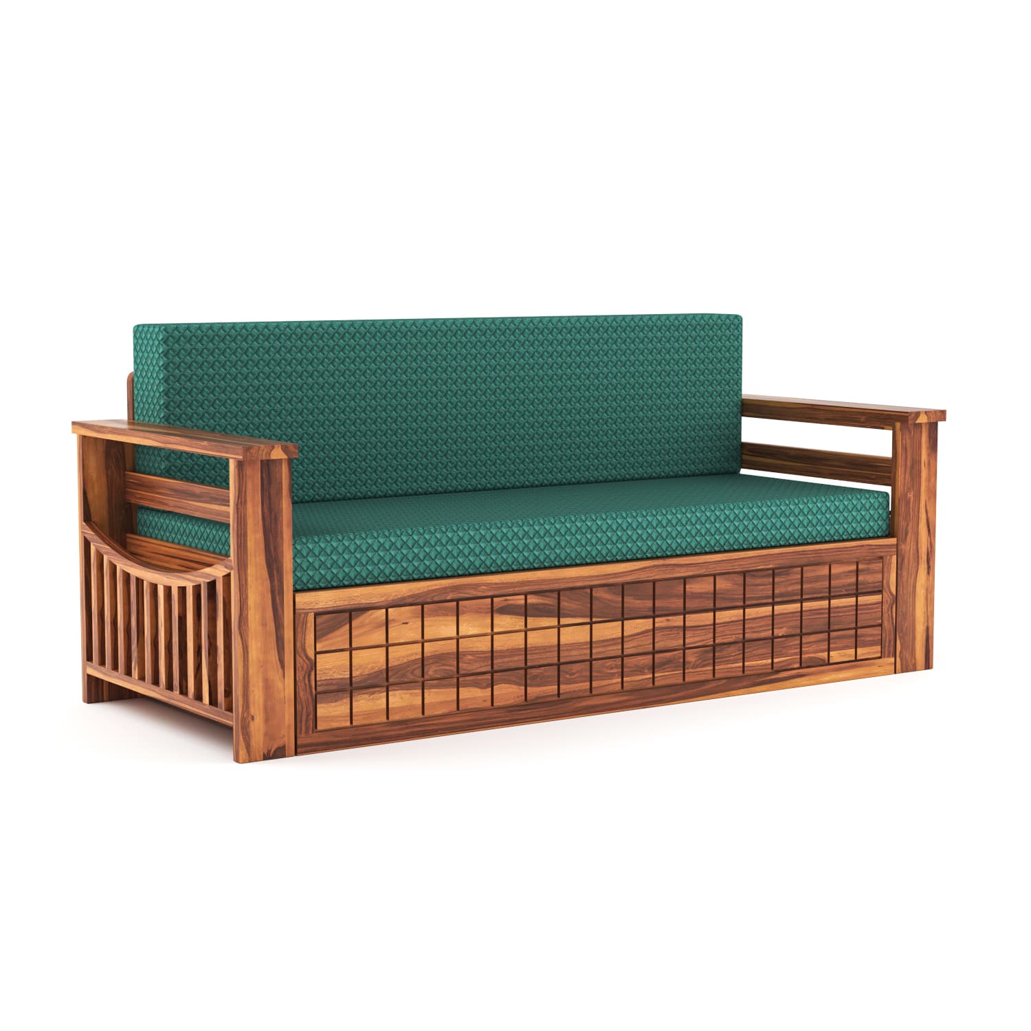 Shisham Wood 3-seater Sofa with GridLock - Contemporary - Honey - image 8