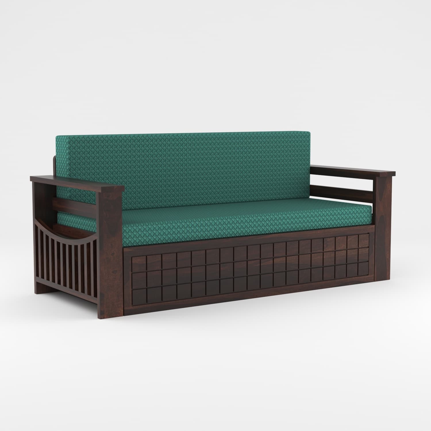 Shisham Wood 3-seater Sofa with GridLock - Contemporary - Walnut - image 3