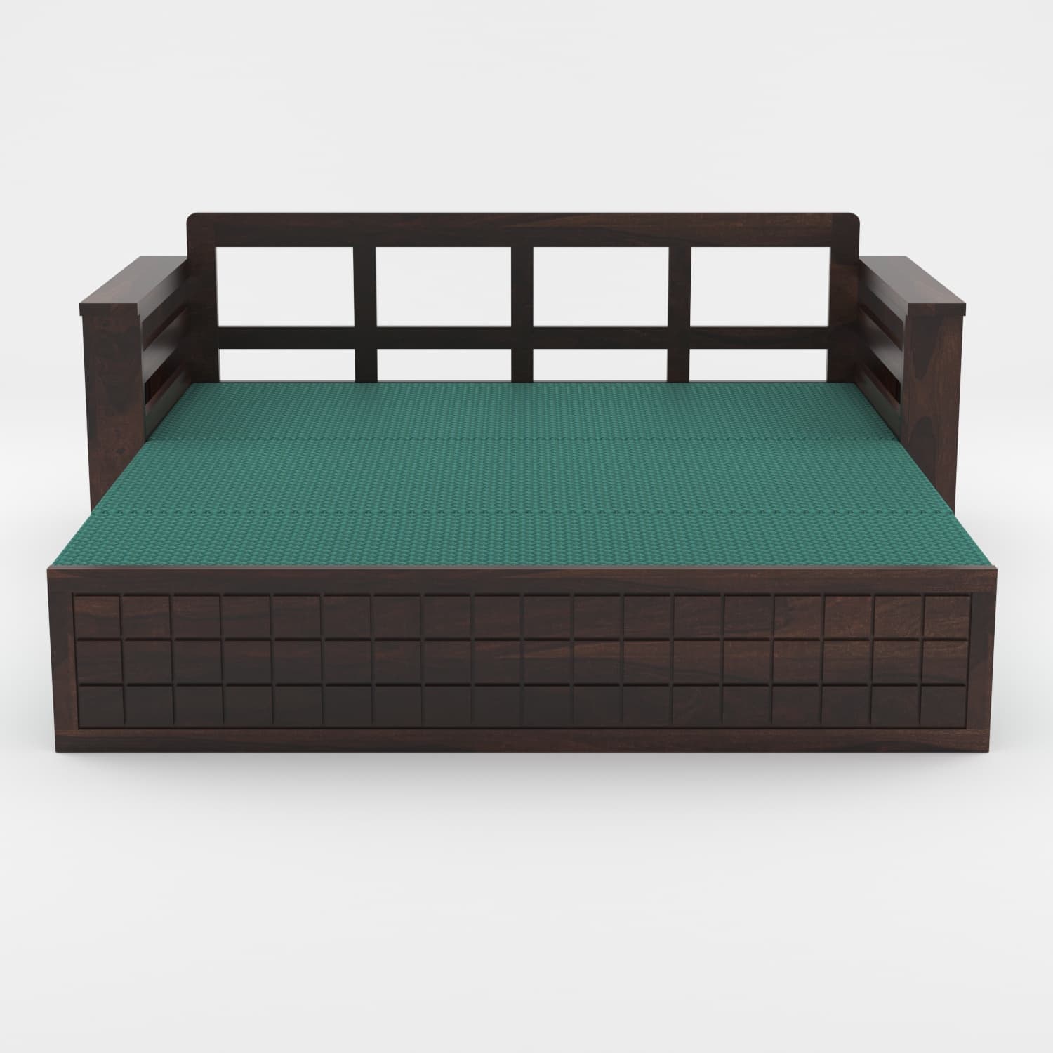Shisham Wood 3-seater Sofa with GridLock - Contemporary - Walnut - image 4
