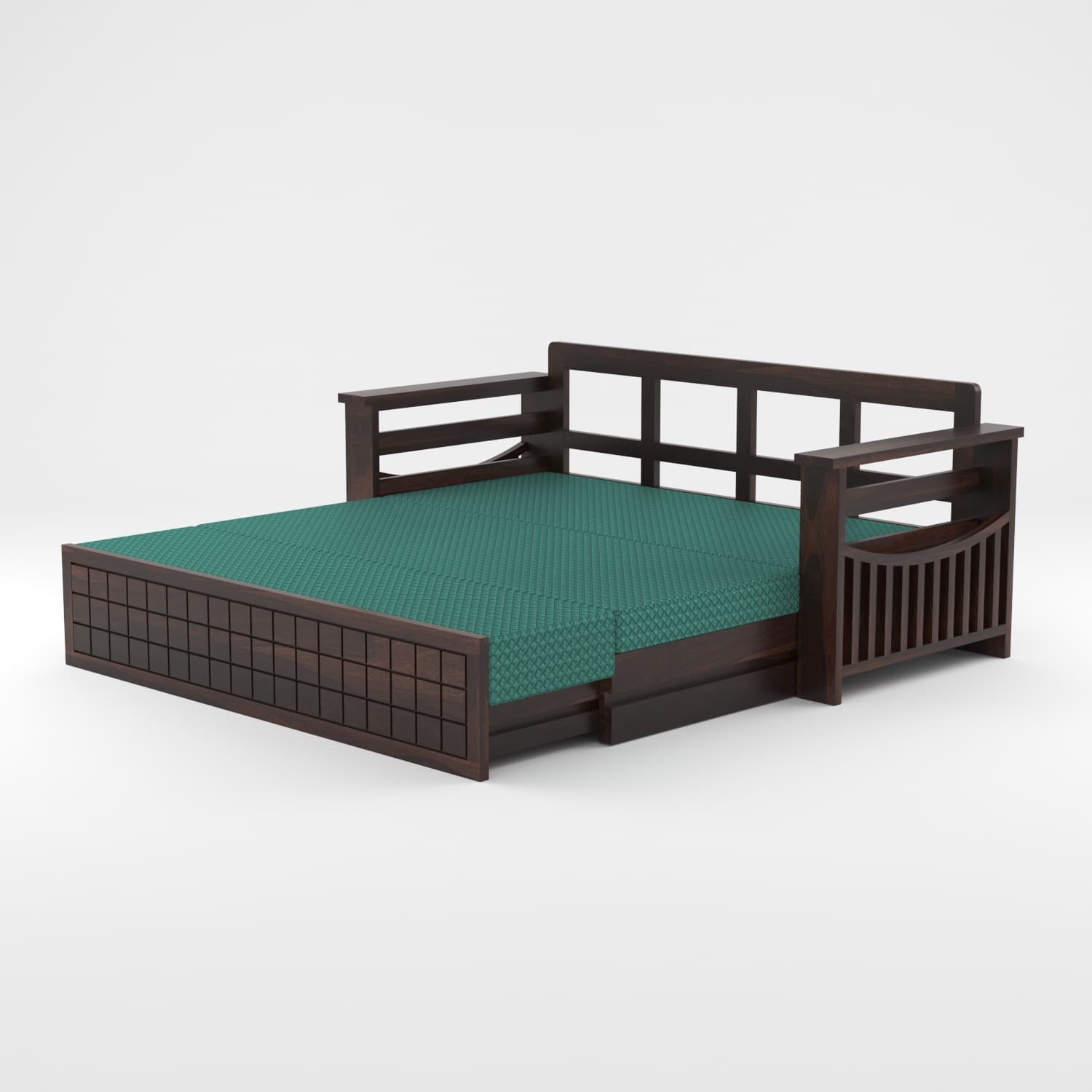 Shisham Wood 3-seater Sofa with GridLock - Contemporary - Walnut - image 5