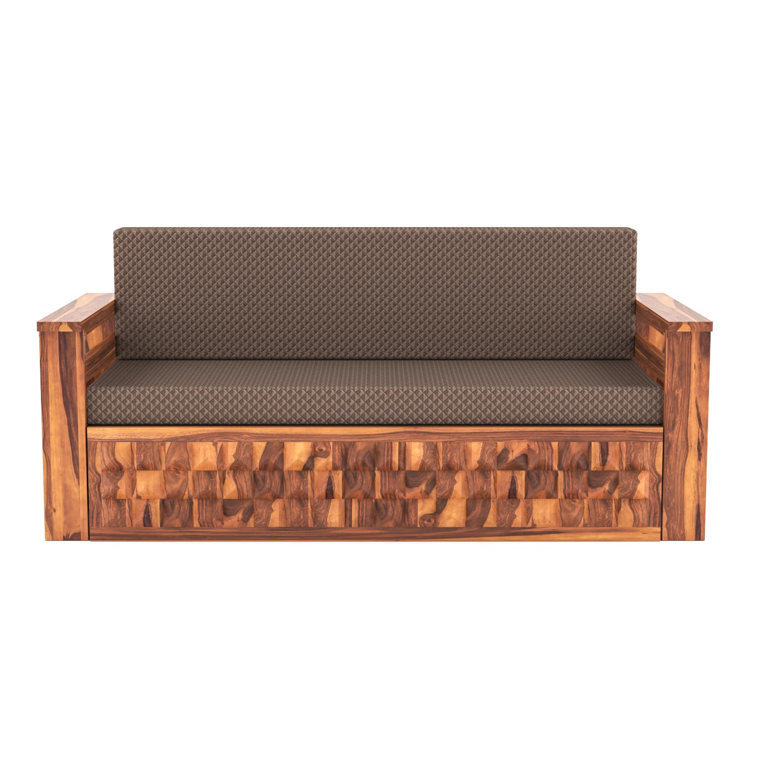 Shisham Wood 3-seater Sofa with Heritage Brick-Art - Heritage - Honey - image 4