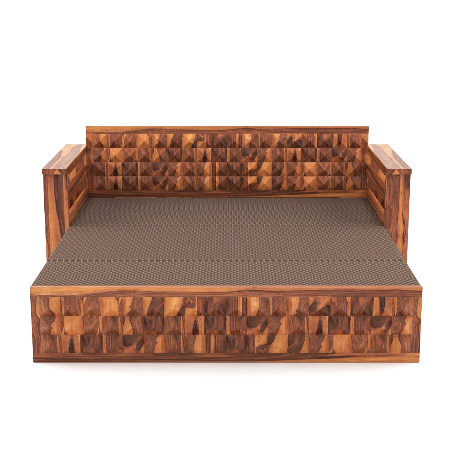 Shisham Wood 3-seater Sofa with Heritage Brick-Art - Heritage - Honey - image 8