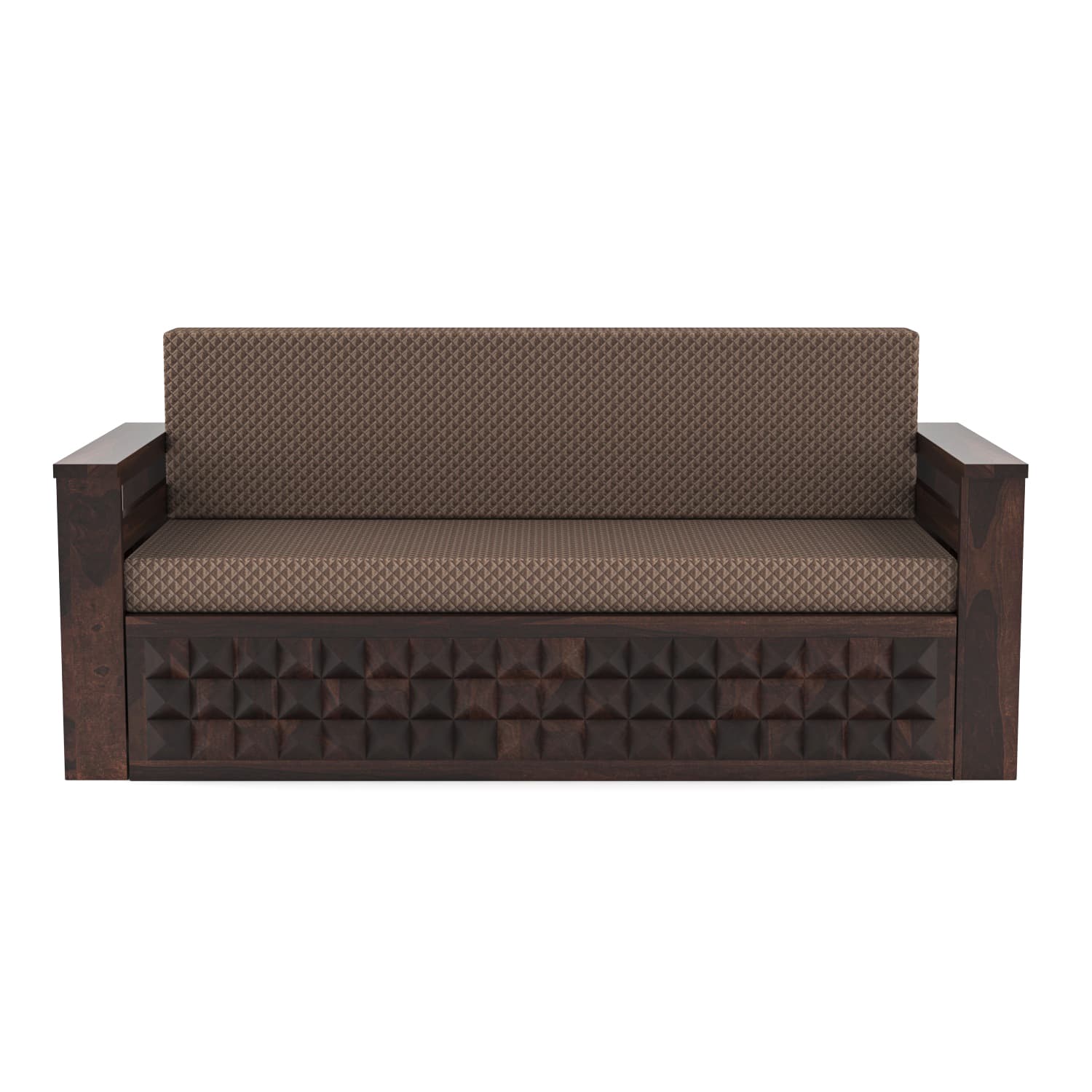 Shisham Wood 3-seater Sofa with Heritage Brick-Art - Heritage - Walnut - image 3