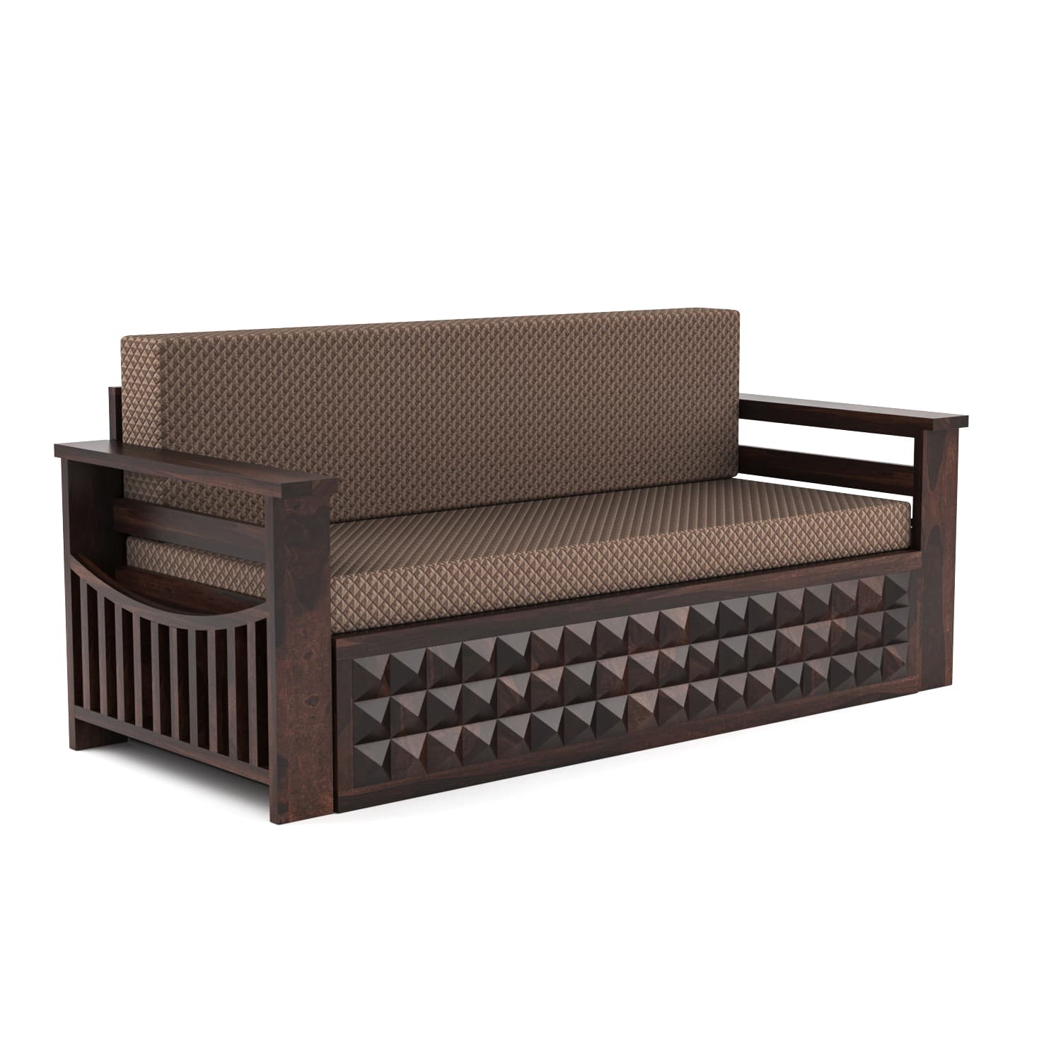 Shisham Wood 3-seater Sofa with Heritage Brick-Art - Heritage - Walnut - image 5