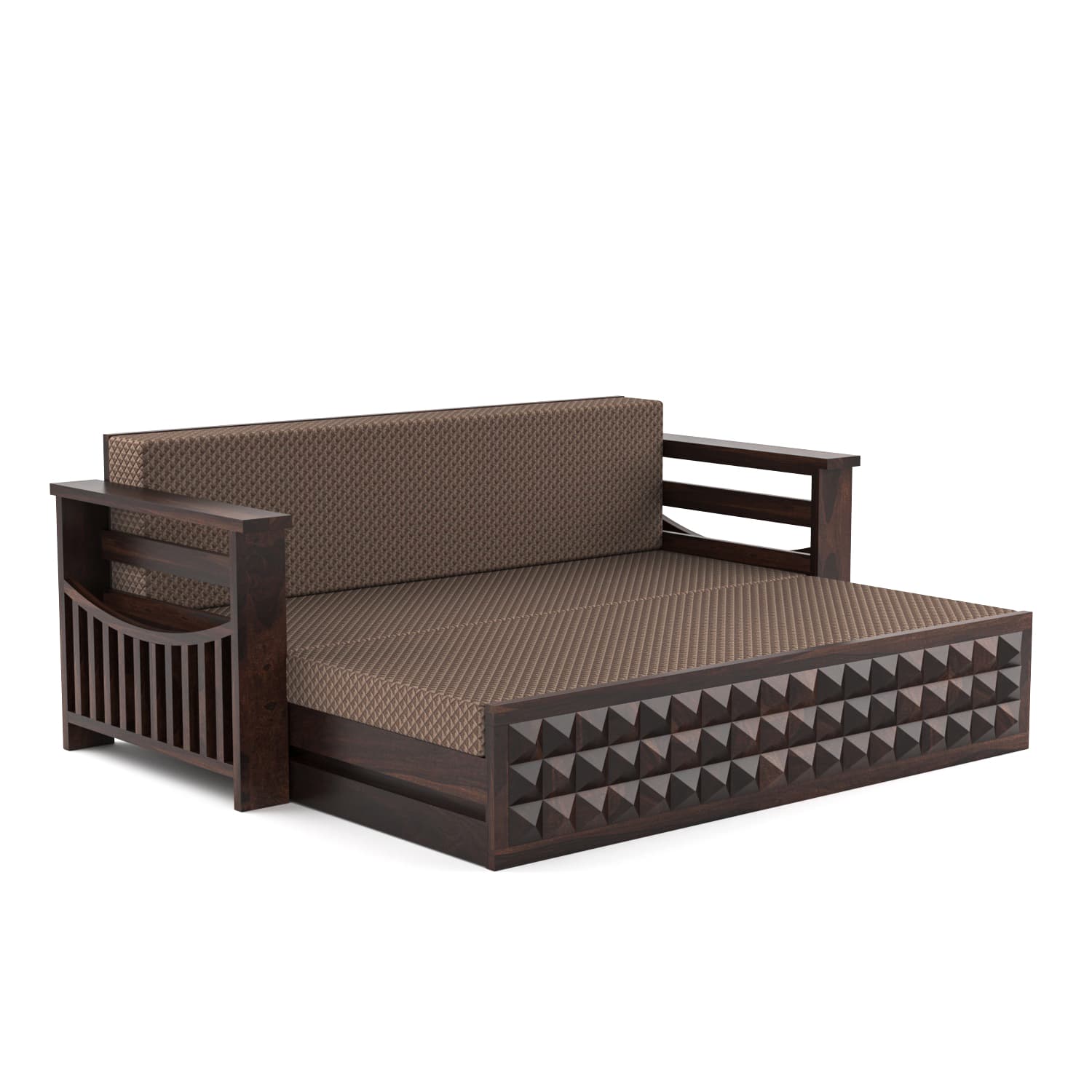 Shisham Wood 3-seater Sofa with Heritage Brick-Art - Heritage - Walnut - image 6