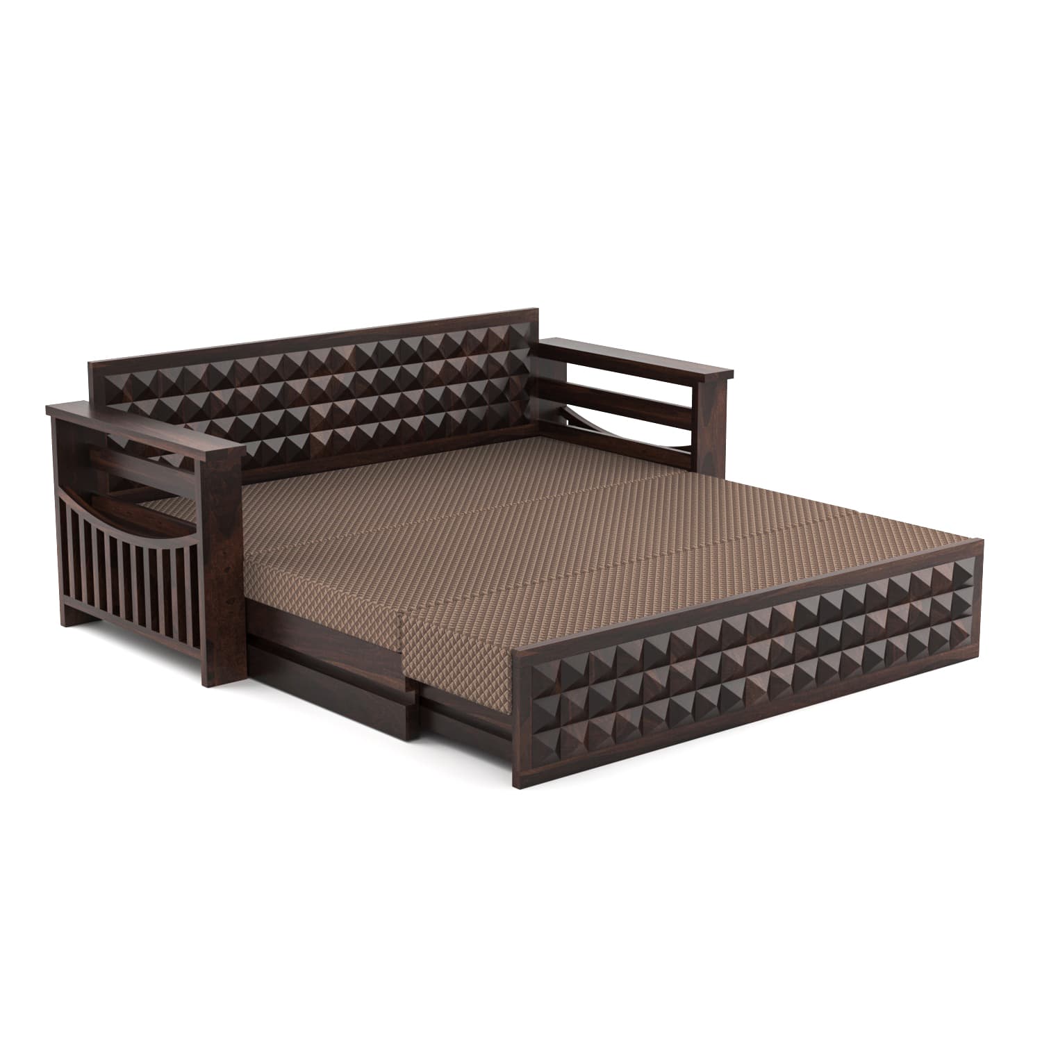 Shisham Wood 3-seater Sofa with Heritage Brick-Art - Heritage - Walnut - image 8