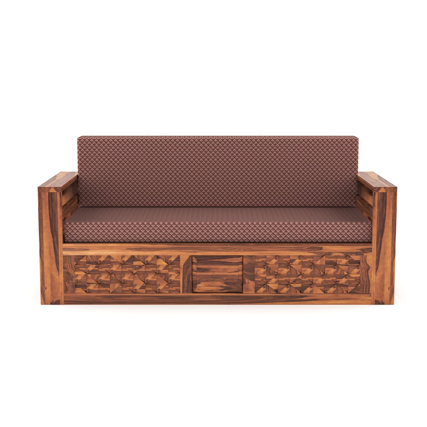 Shisham Wood 3-seater Sofa with Mandala-Craft - Ethnic - Honey - image 3