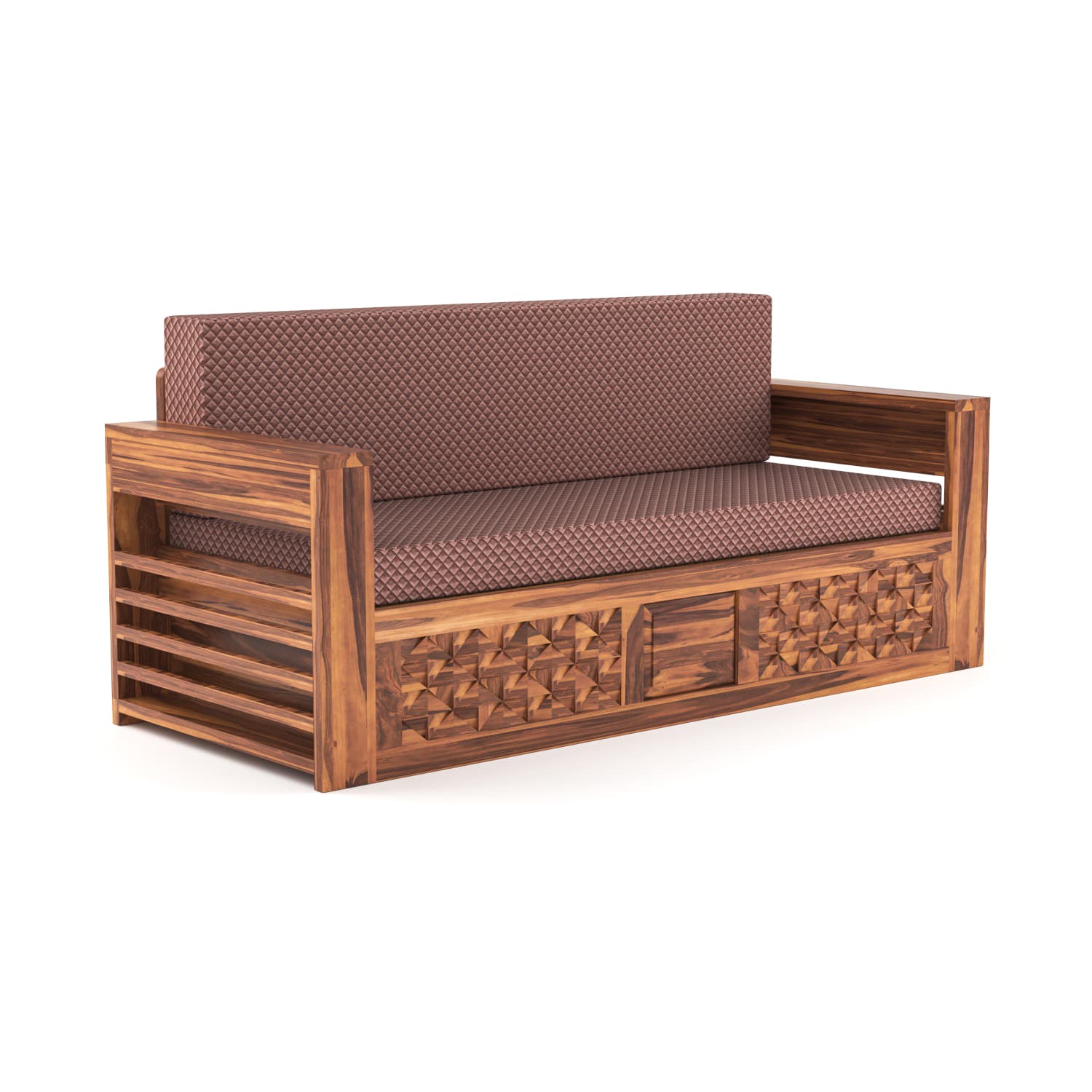 Shisham Wood 3-seater Sofa with Mandala-Craft - Ethnic - Honey - image 5