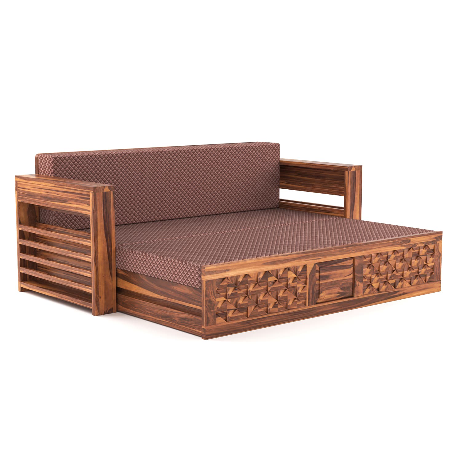 Shisham Wood 3-seater Sofa with Mandala-Craft - Ethnic - Honey - image 6