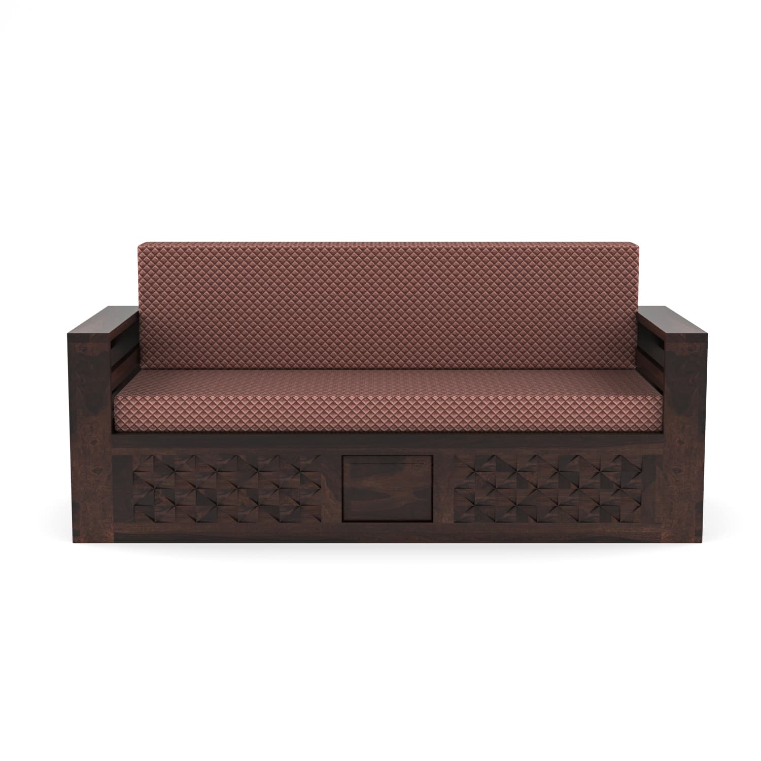 Shisham Wood 3-seater Sofa with Mandala-Craft - Ethnic - Walnut - image 4