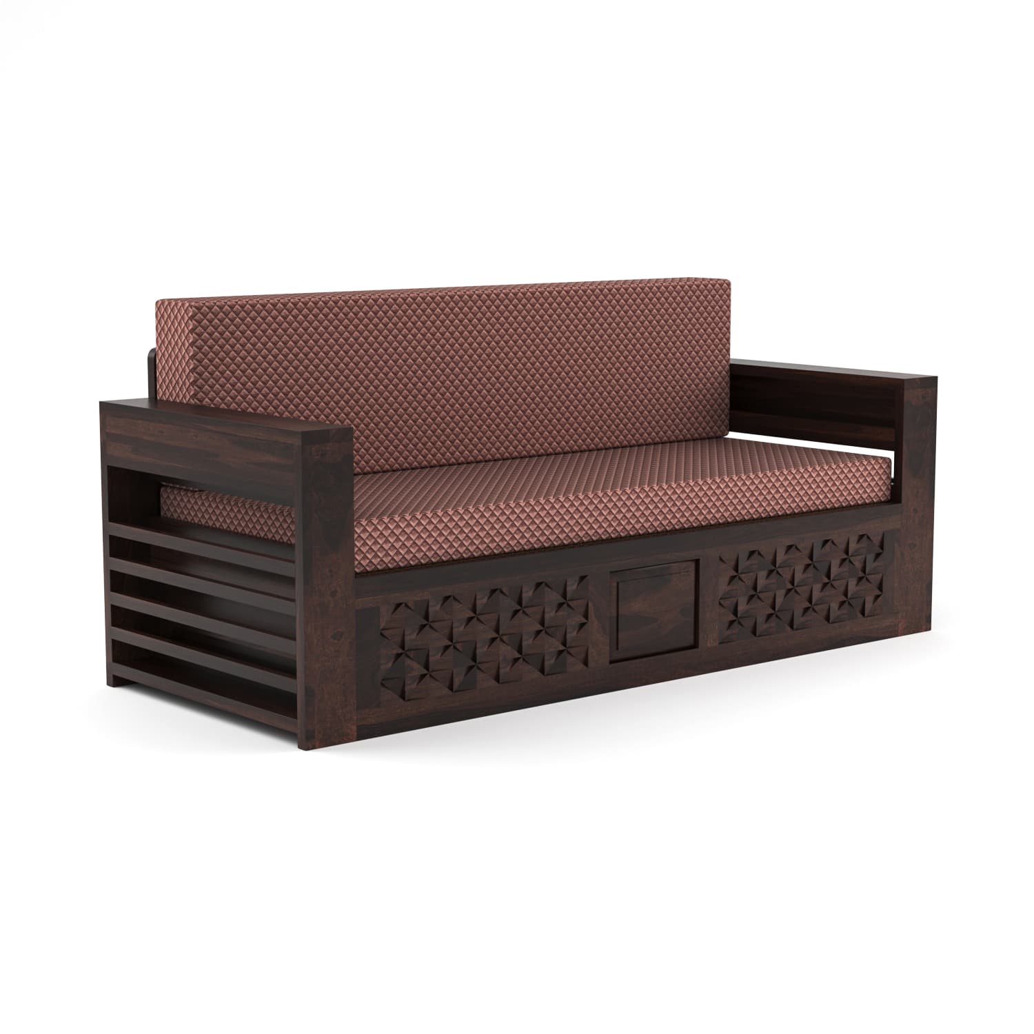 Shisham Wood 3-seater Sofa with Mandala-Craft - Ethnic - Walnut - image 5
