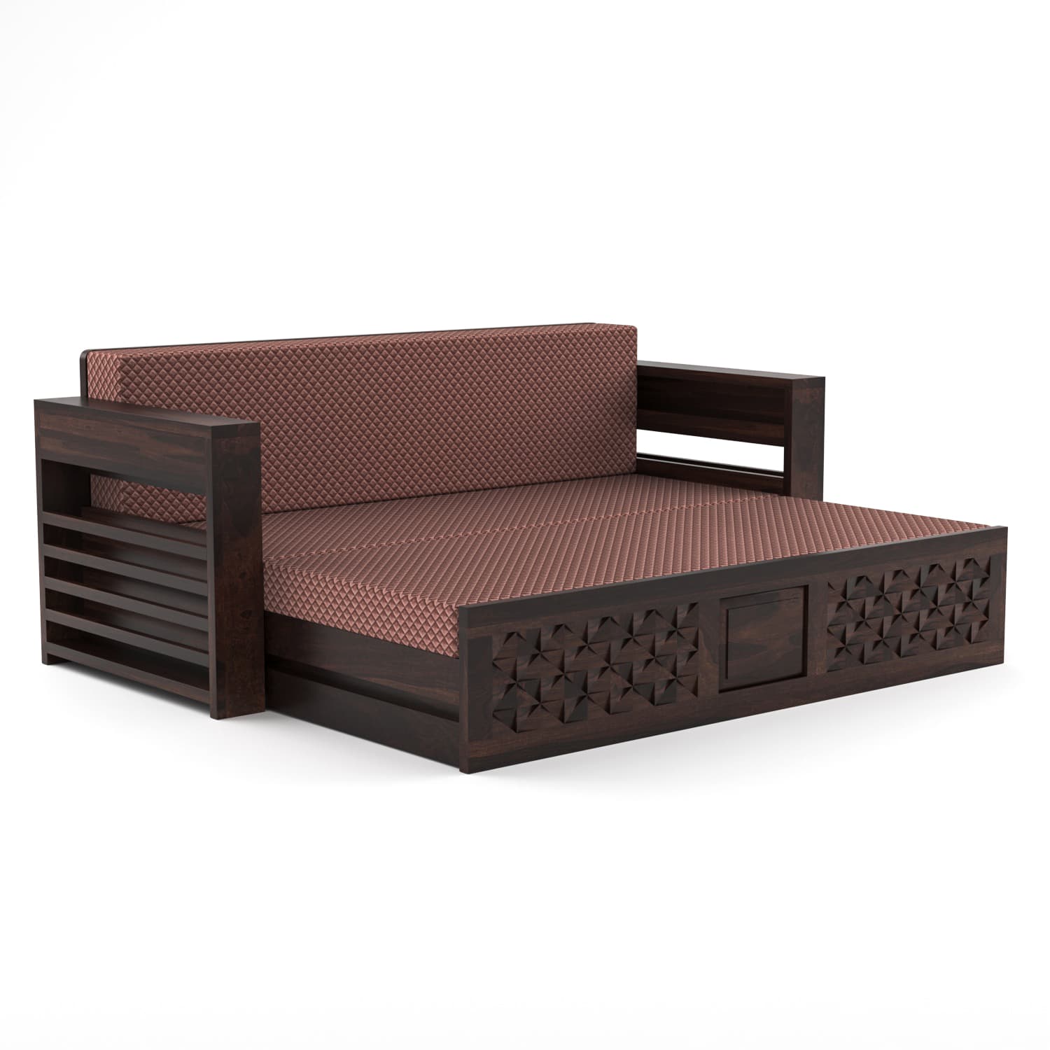 Shisham Wood 3-seater Sofa with Mandala-Craft - Ethnic - Walnut - image 7