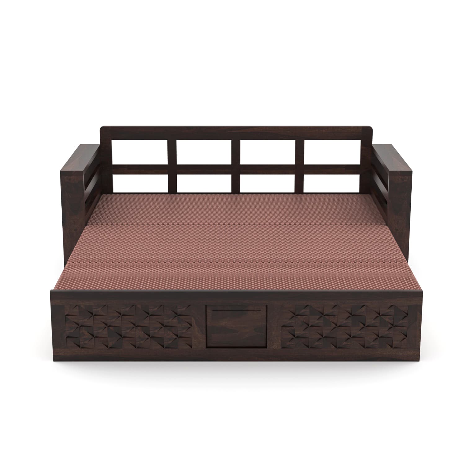 Shisham Wood 3-seater Sofa with Mandala-Craft - Ethnic - Walnut - image 8
