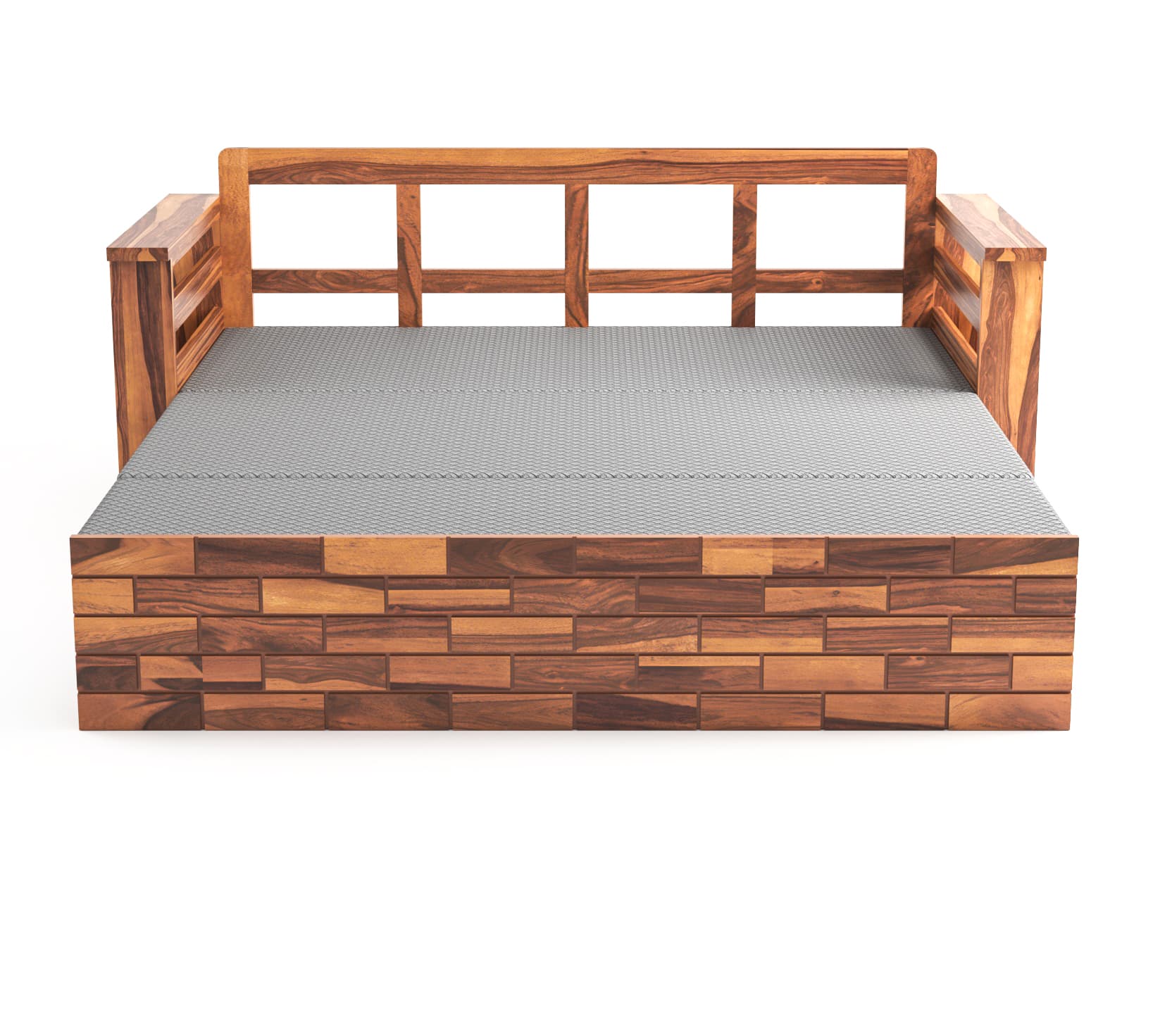 Shisham Wood 3-seater Sofa with UrbanBrick - Urban - Honey - image 3