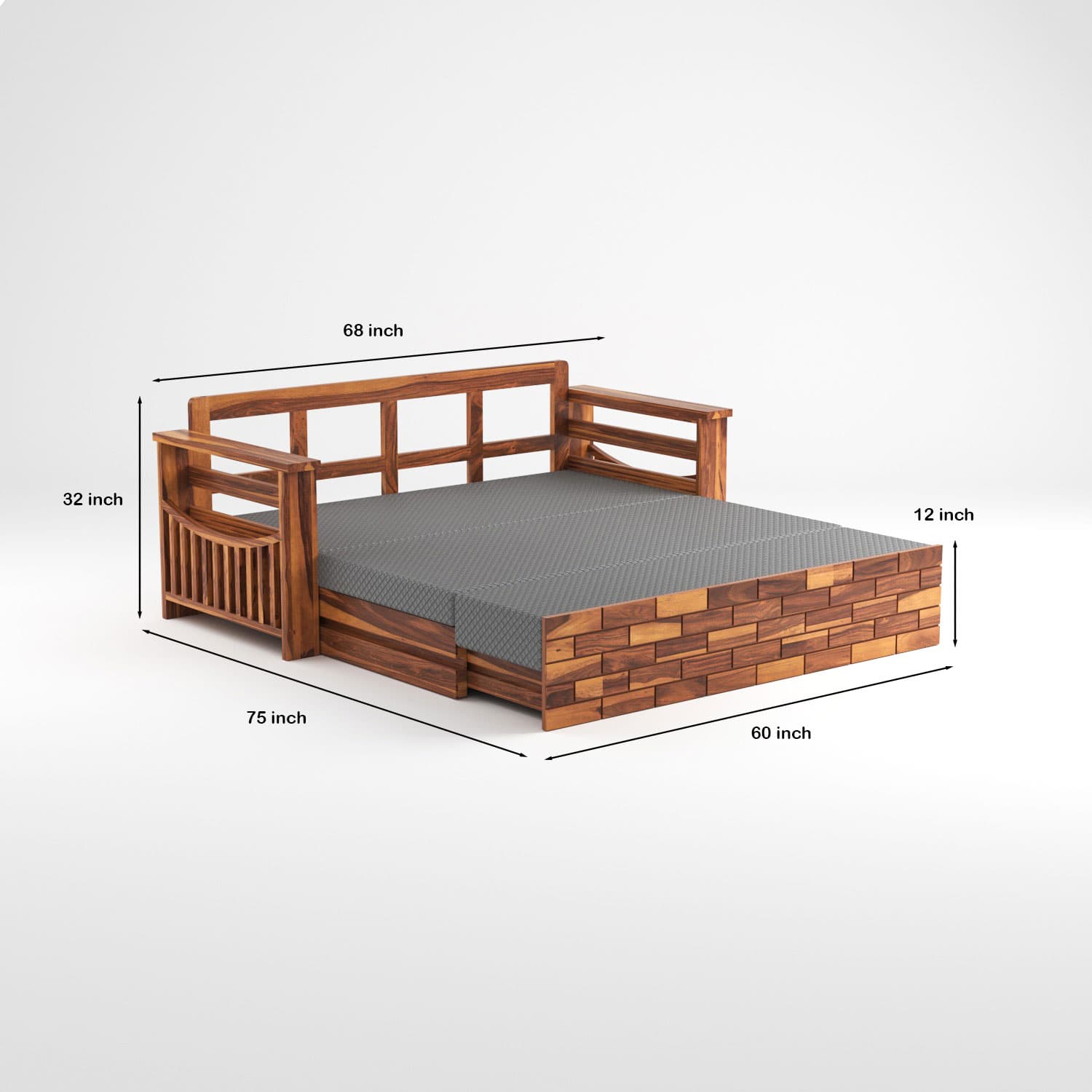 Shisham Wood 3-seater Sofa with UrbanBrick - Urban - Honey - image 4
