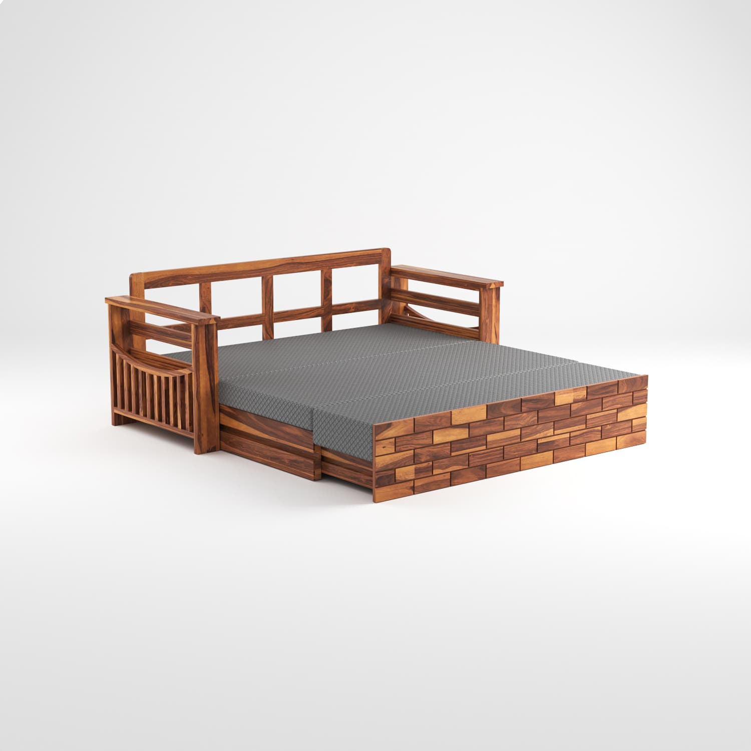 Shisham Wood 3-seater Sofa with UrbanBrick - Urban - Honey - image 5