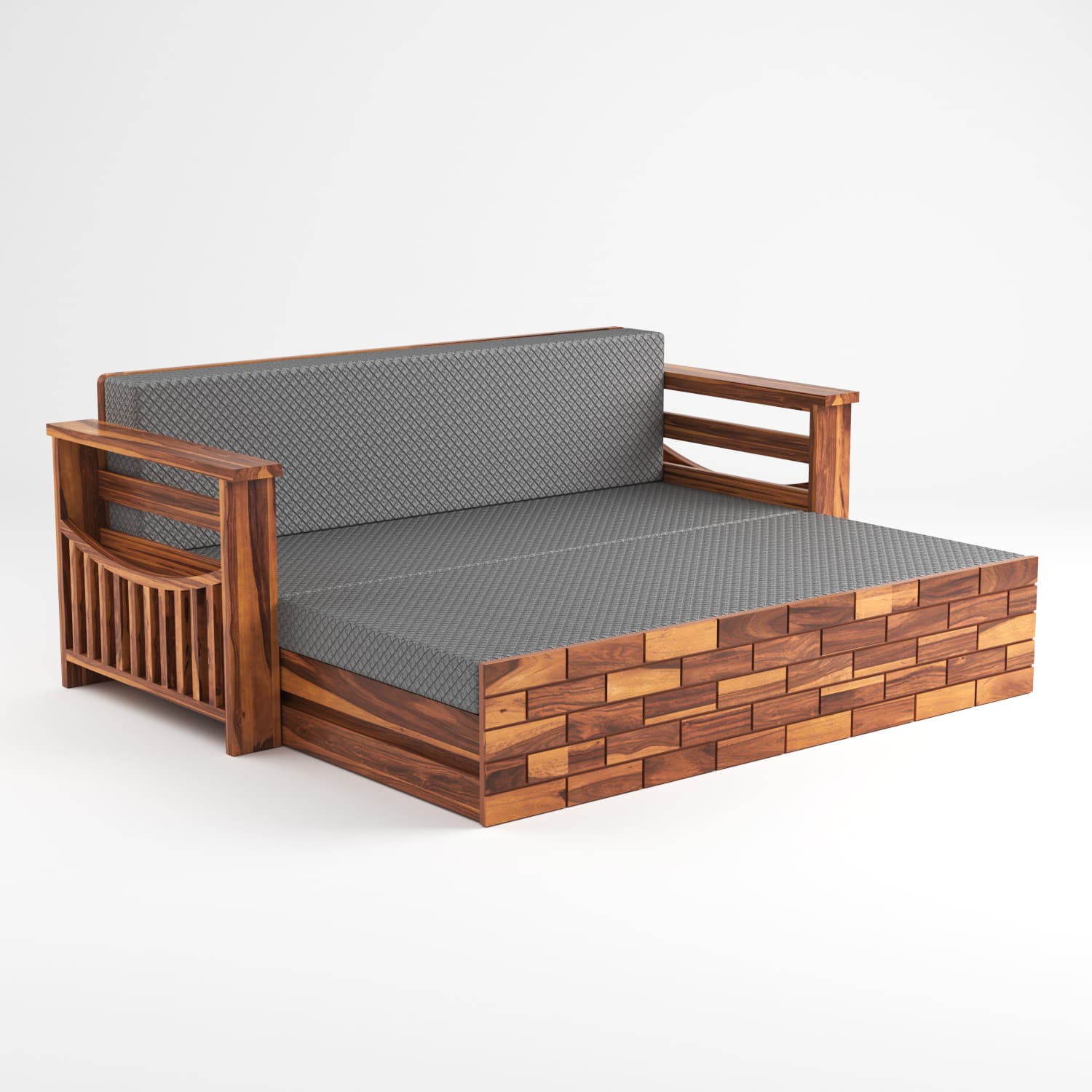 Shisham Wood 3-seater Sofa with UrbanBrick - Urban - Honey - image 6