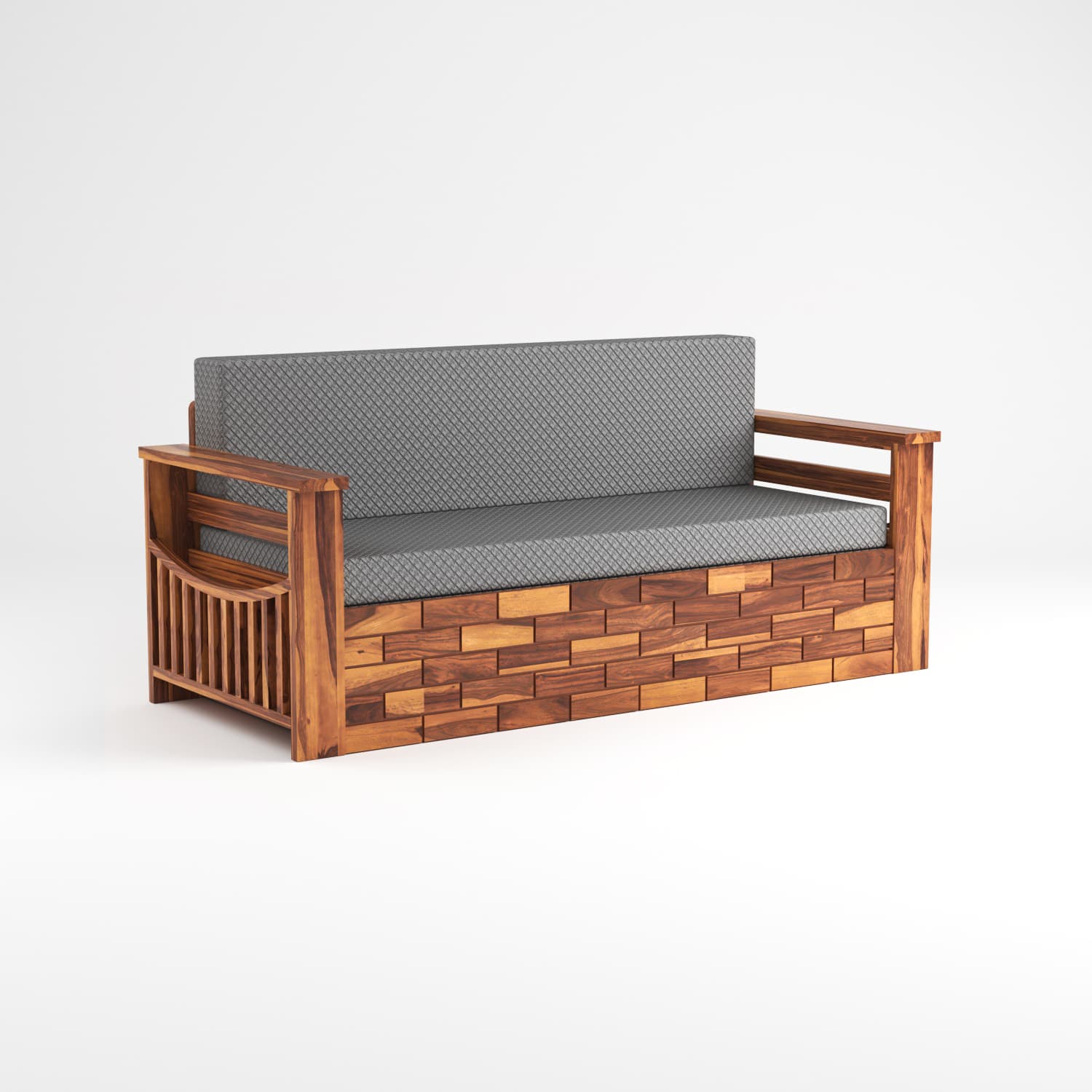 Shisham Wood 3-seater Sofa with UrbanBrick - Urban - Honey - image 7