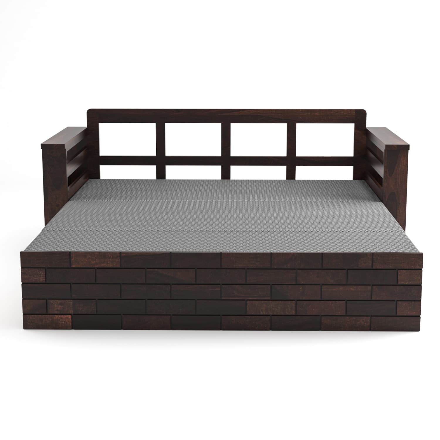 Shisham Wood 3-seater Sofa with UrbanBrick - Urban - Walnut - image 4