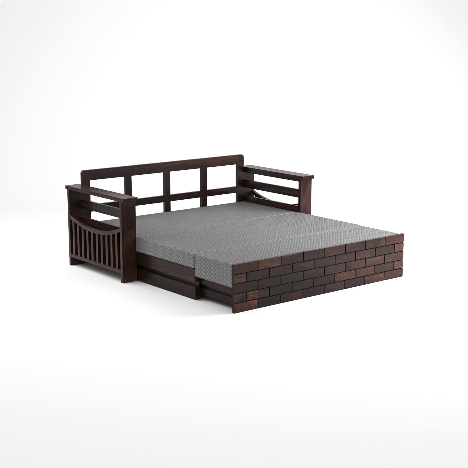 Shisham Wood 3-seater Sofa with UrbanBrick - Urban - Walnut - image 5