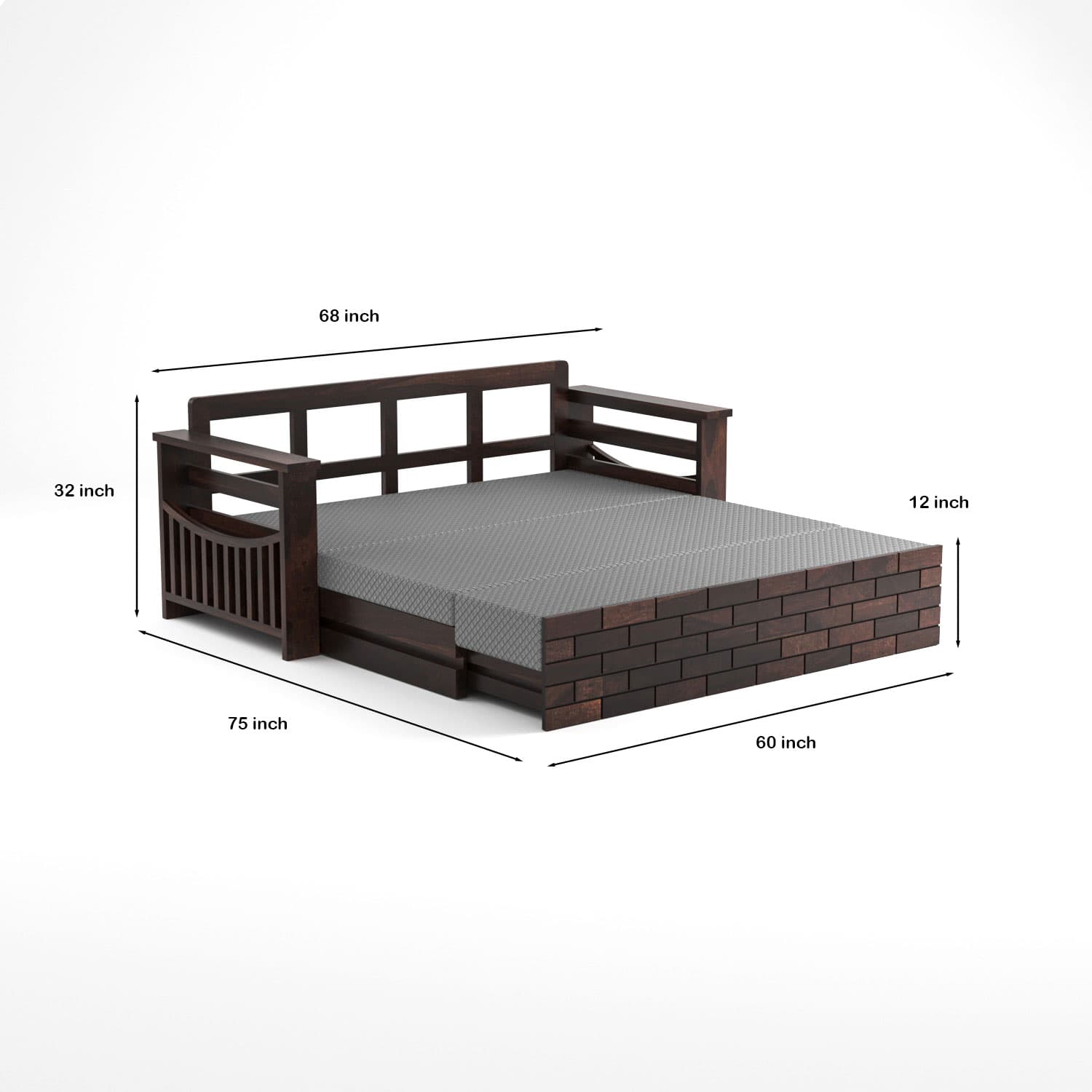 Shisham Wood 3-seater Sofa with UrbanBrick - Urban - Walnut - image 6