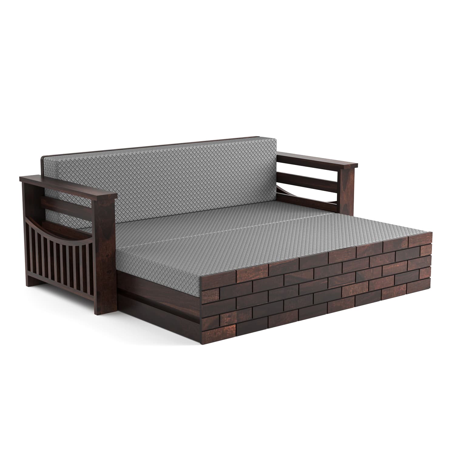 Shisham Wood 3-seater Sofa with UrbanBrick - Urban - Walnut - image 7