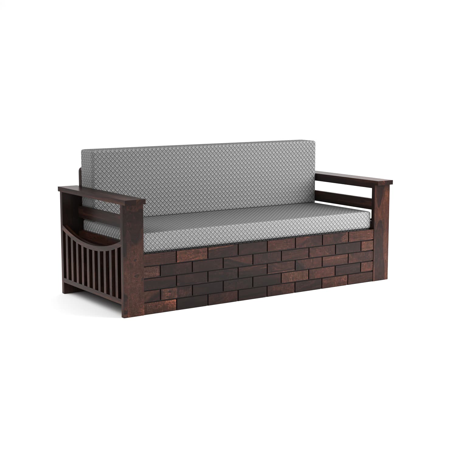Shisham Wood 3-seater Sofa with UrbanBrick - Urban - Walnut - image 8