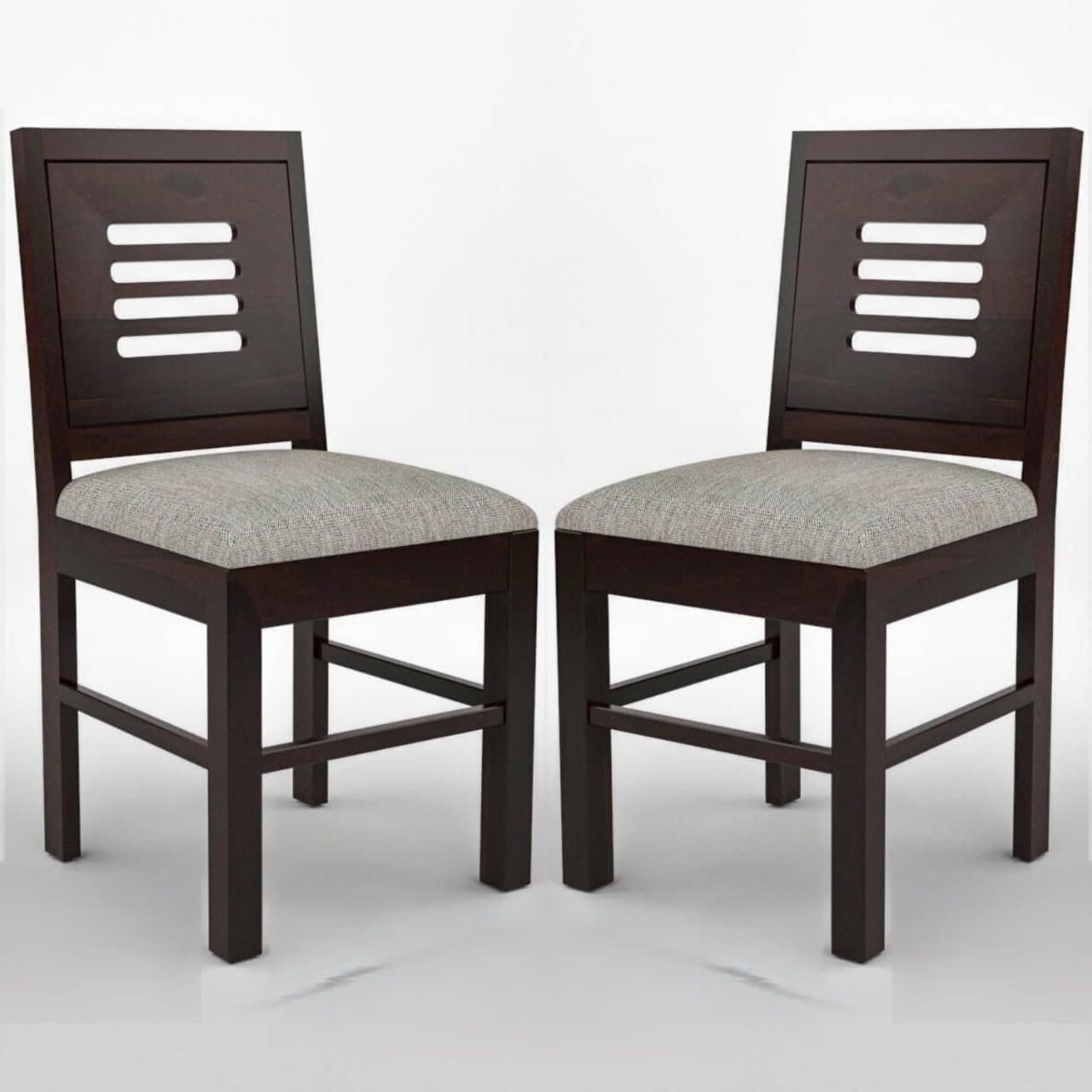 Sheesham Wooden 2 Dining Chair Set for Living Room | Solid Wood Study Chair for Living Room | Office Chair for Home & Office | Rosewood Chair Set (Set of 2, Walnut B)