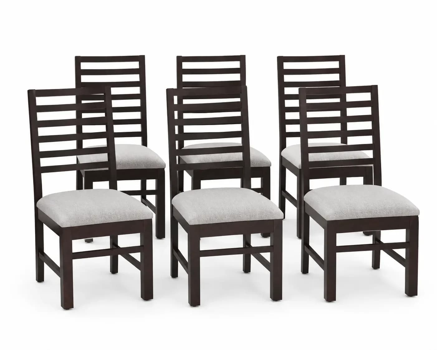 Solid Sheesham Wood Ladder Back Dining Chair – Set of 6, Walnut