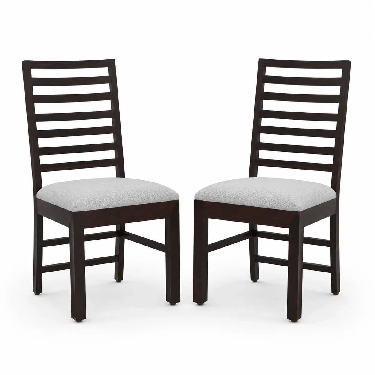 Solid Sheesham Wood Ladder Back Dining Chair – Set of 2, Walnut