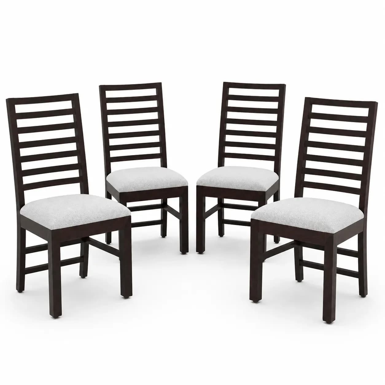 Solid Sheesham Wood Ladder Back Dining Chair – Set of 4, Walnut