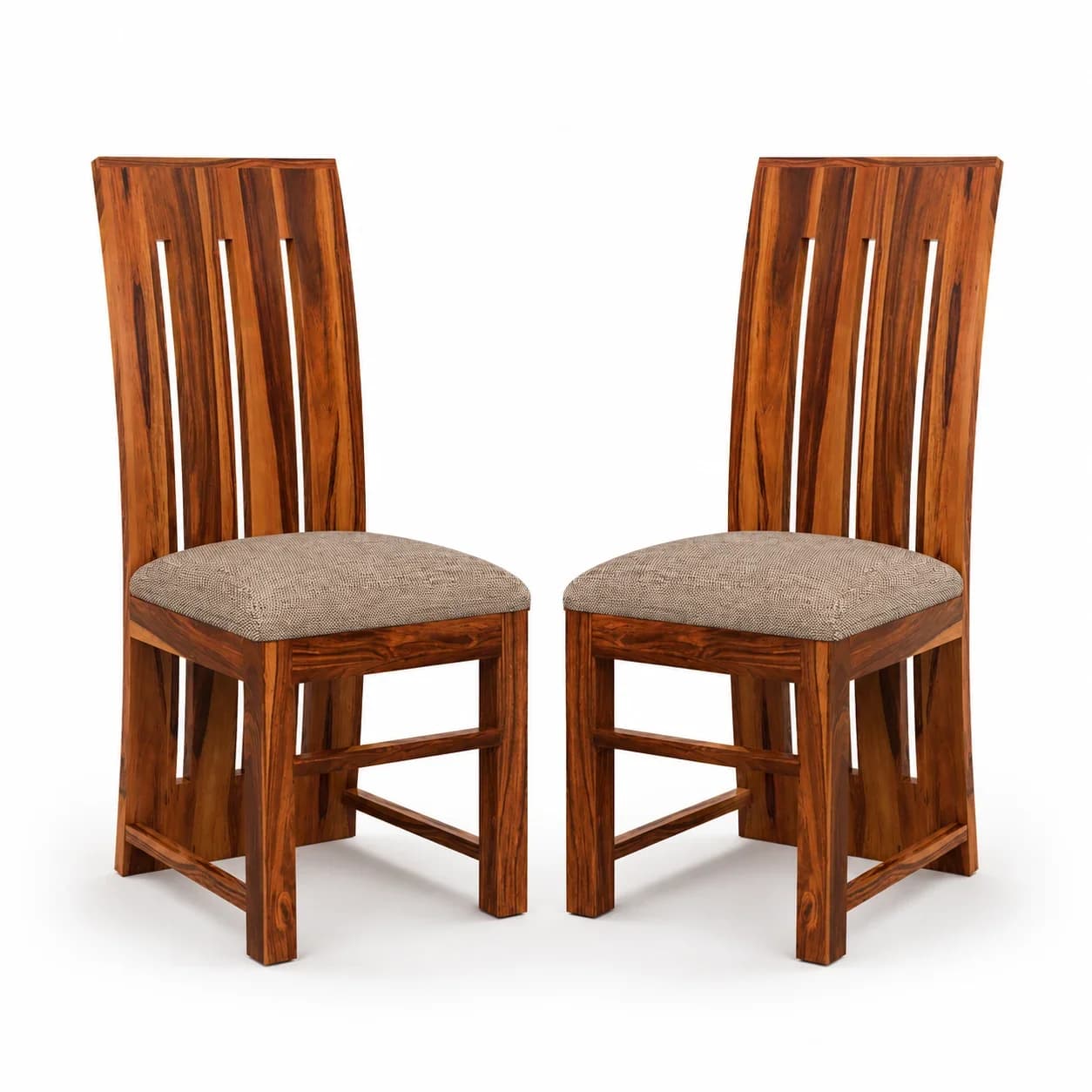 Solid Sheesham Wood Vertical Slat Back Dining Chair – Set of 2, Honey