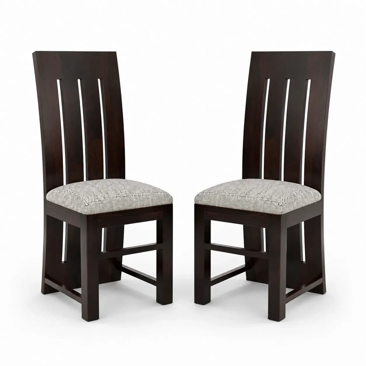 Solid Sheesham Wood Vertical Slat Back Dining Chair – Set of 2, Walnut