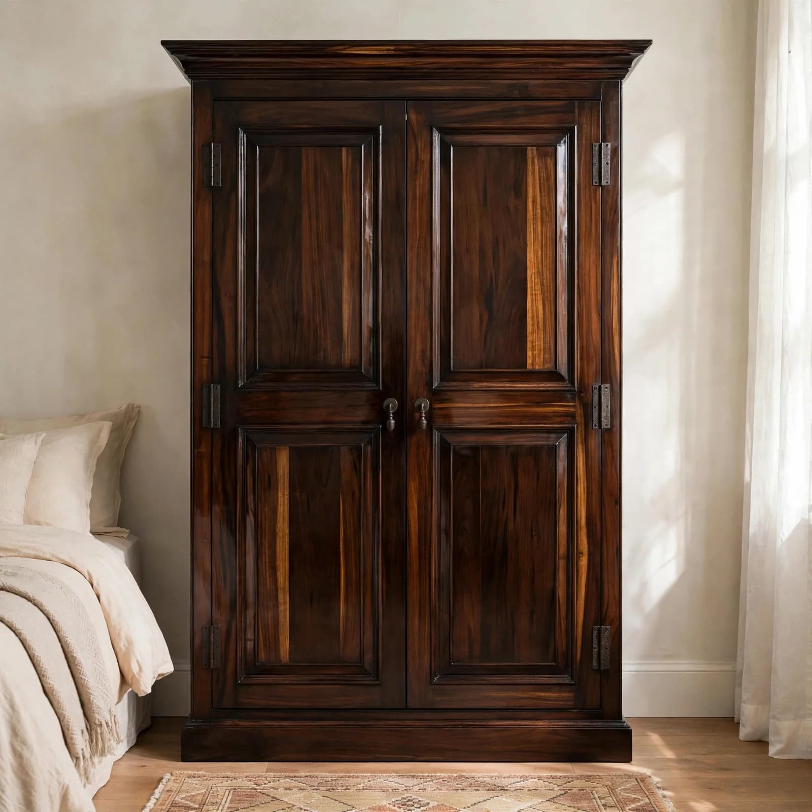 Sheesham Wood Almirah - Walnut Finish
