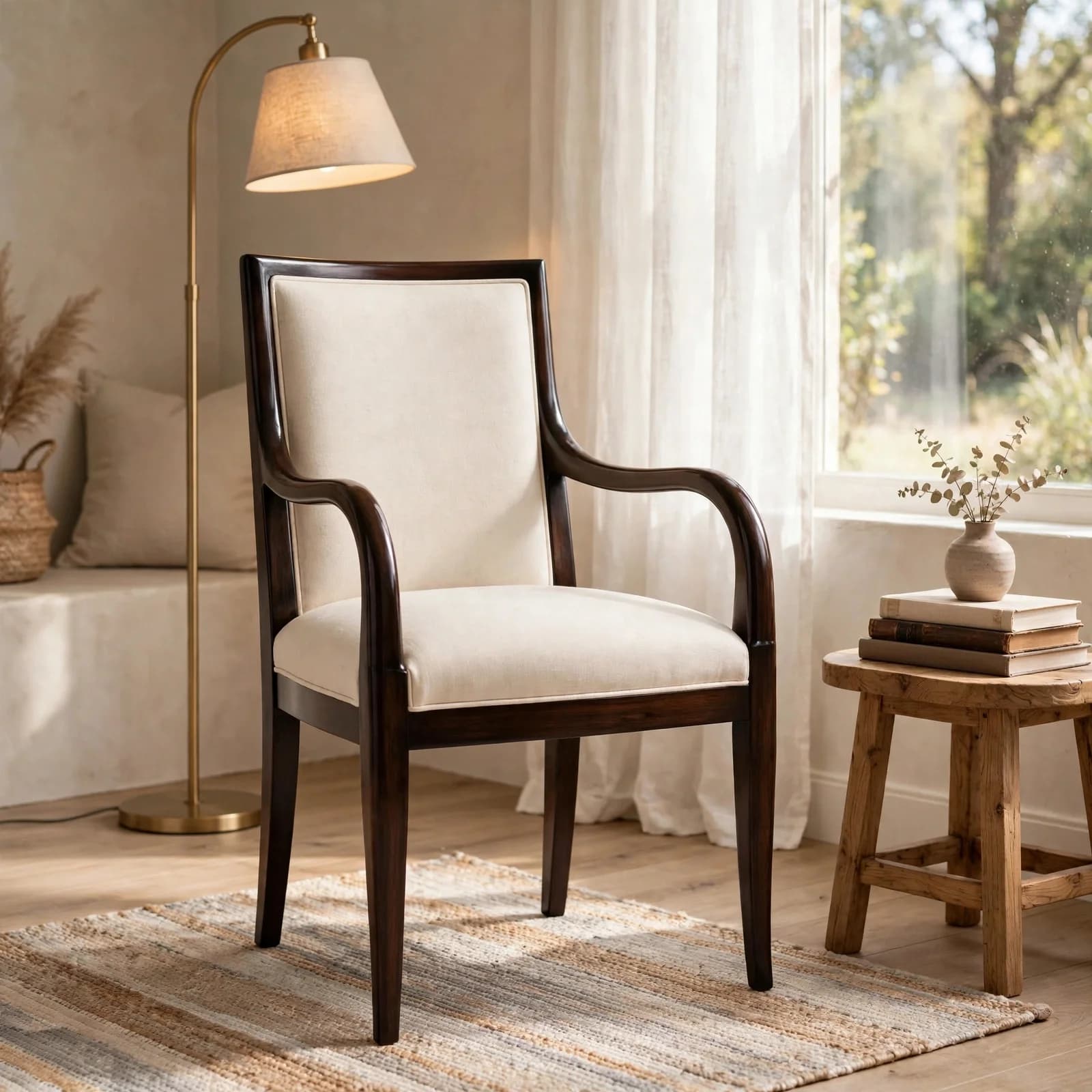 Sheesham Wood Bedroom Chair - Walnut Finish