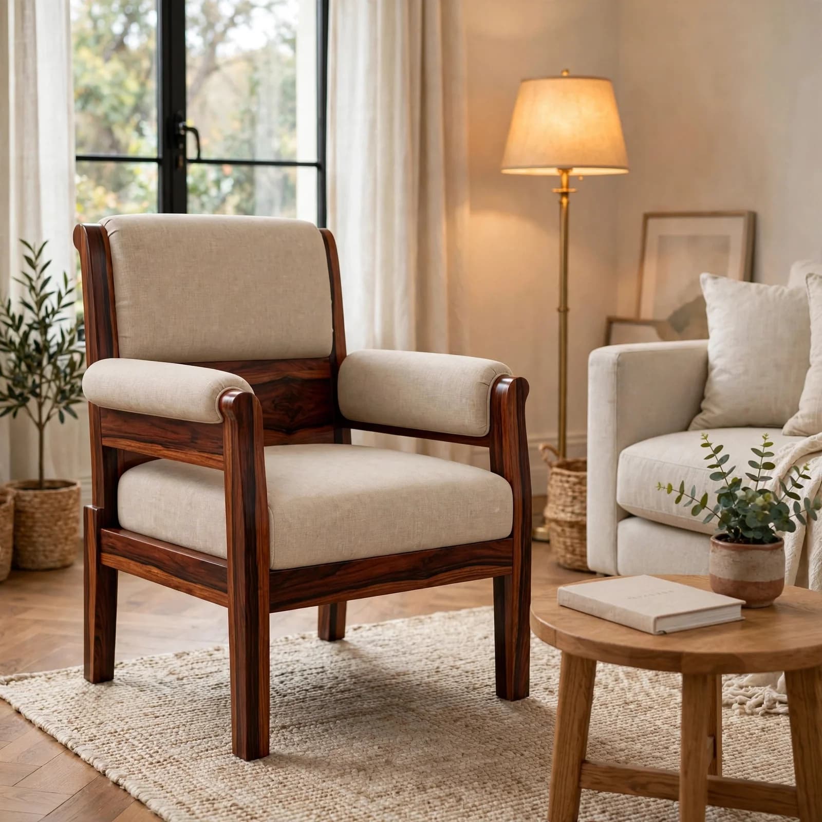 Sheesham Wood Armchair - Honey Finish