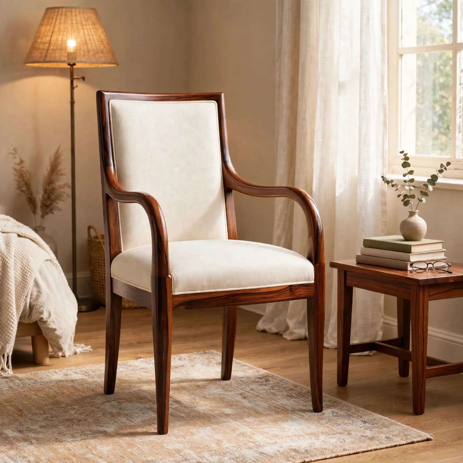Sheesham Wood Bedroom Chair - Honey Finish