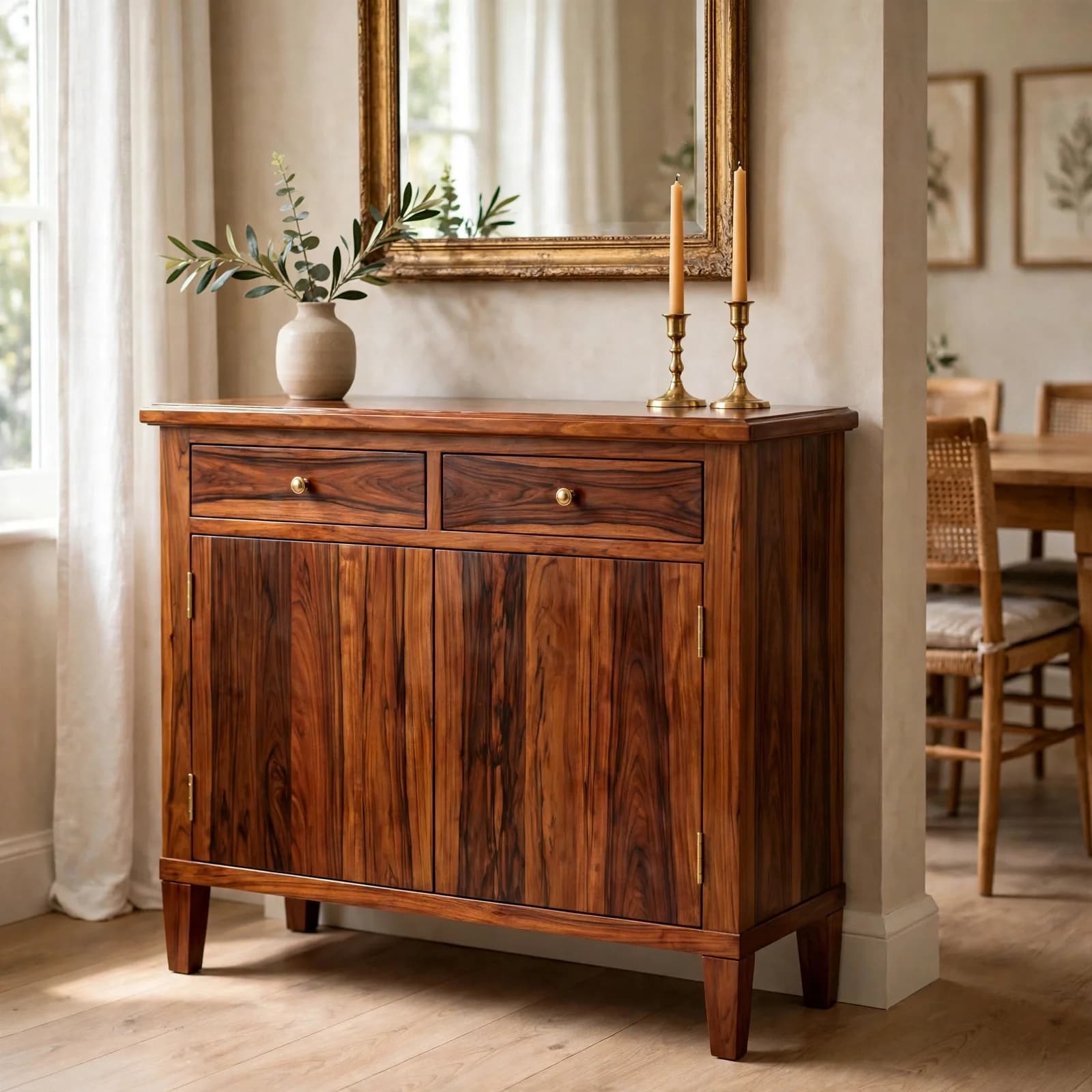 Sheesham Wood Buffet Table - Honey Finish