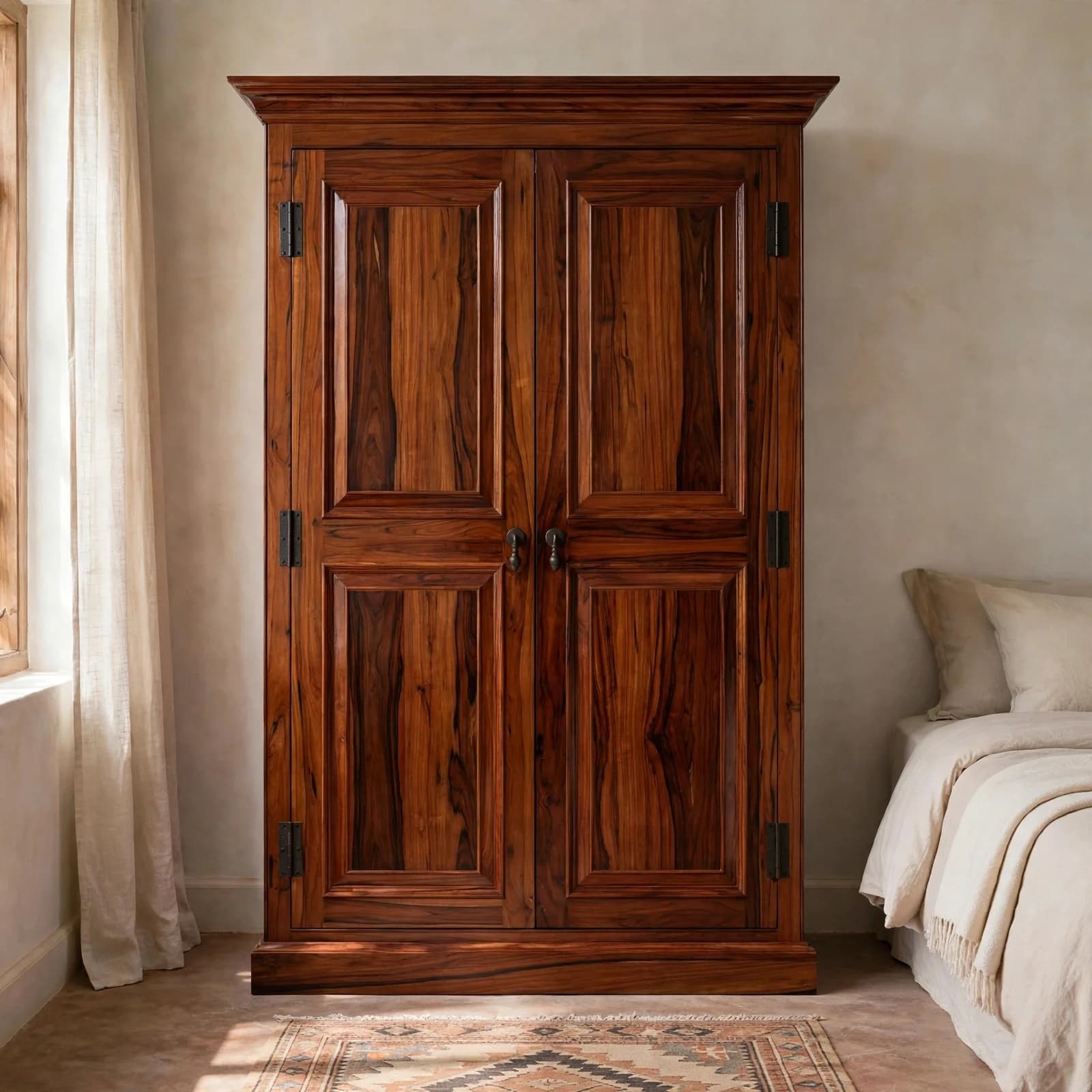 Sheesham Wood Almirah - Honey Finish