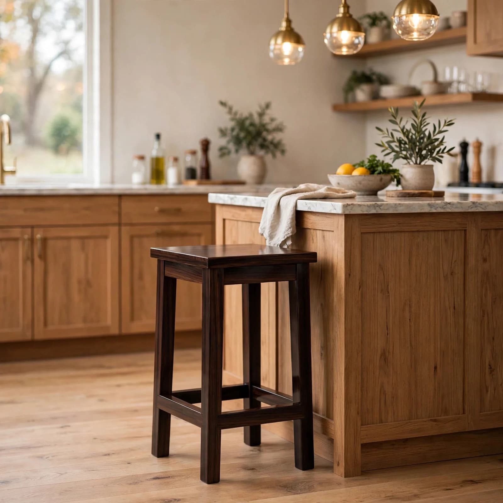 Sheesham Wood Bar Stool - Walnut Finish