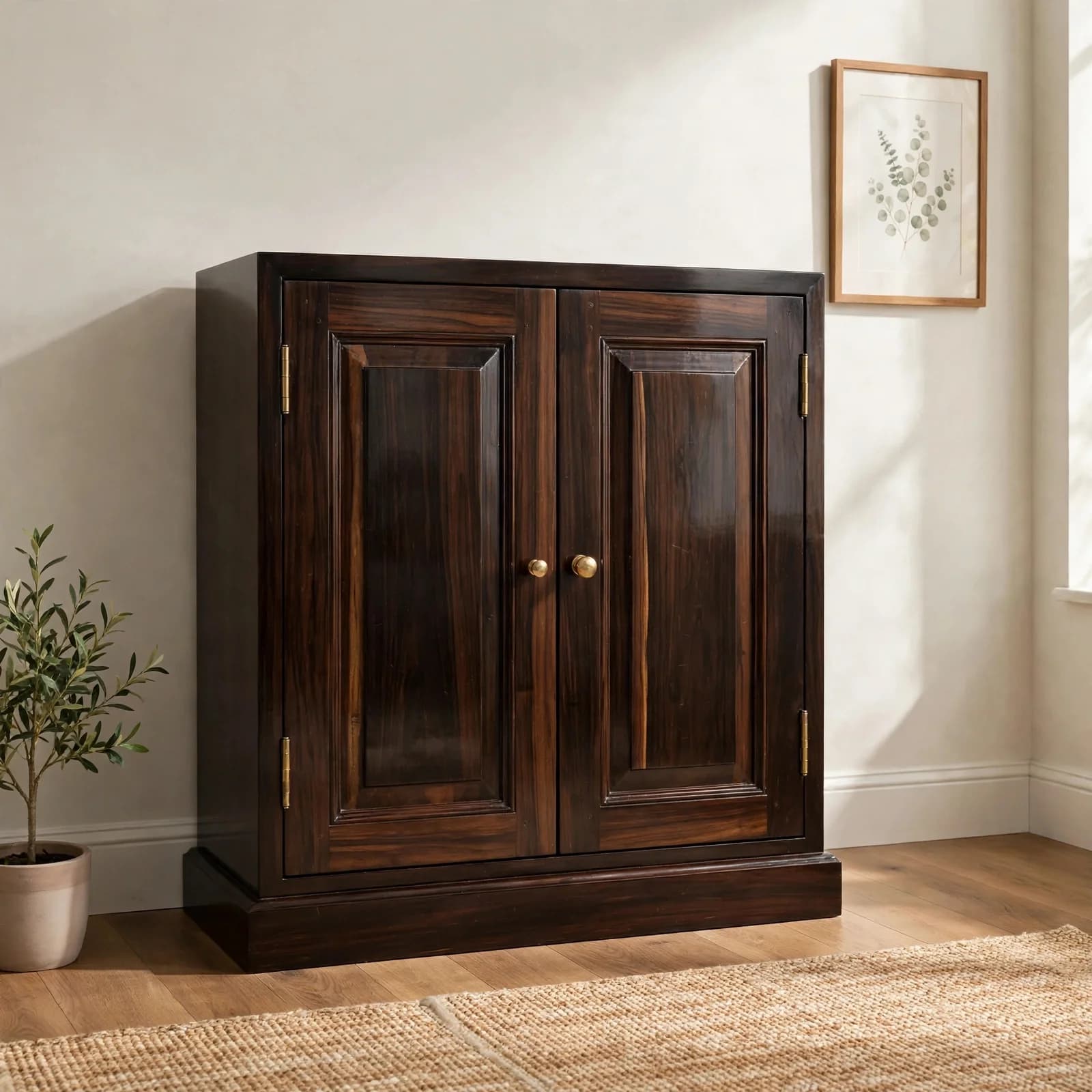 Sheesham Wood Storage Cabinet - Walnut Finish