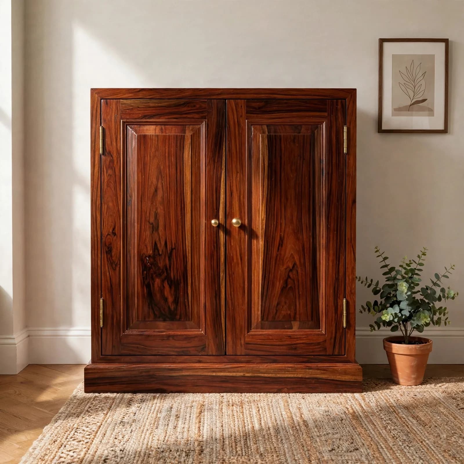 Sheesham Wood Storage Cabinet - Honey Finish