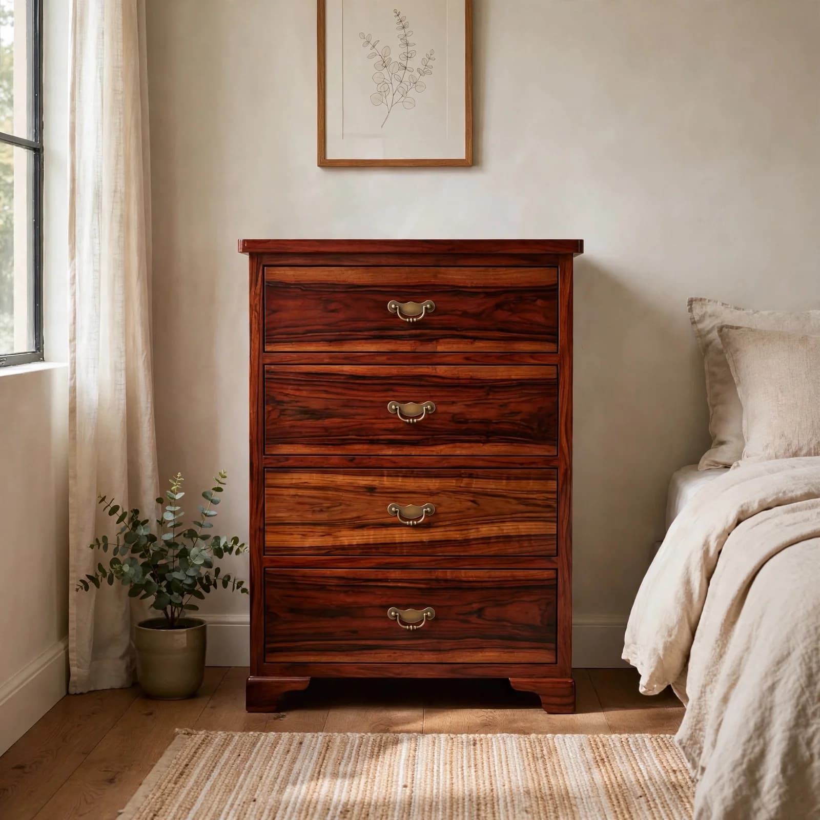 Sheesham Wood Chest Of Drawers - Honey Finish