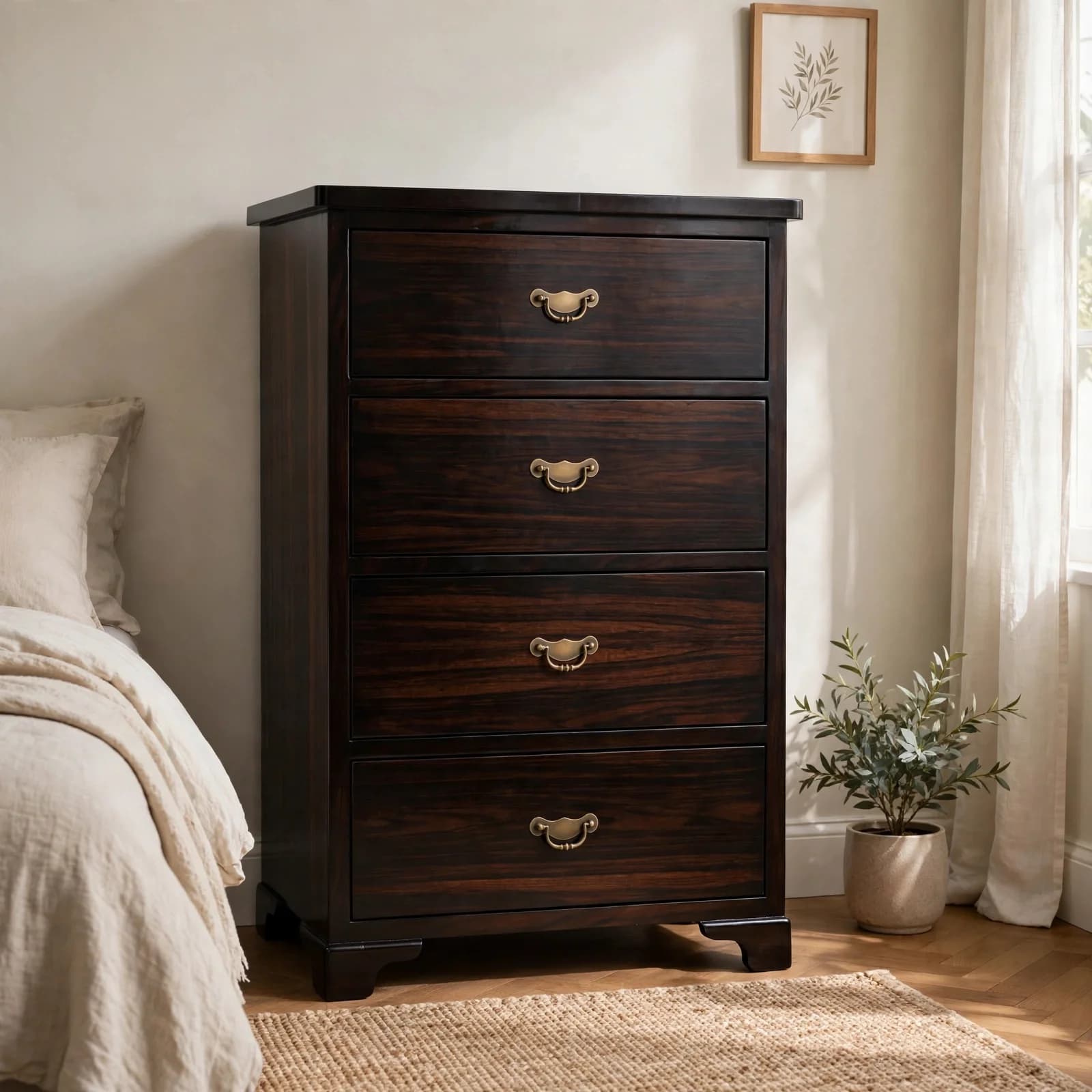 Sheesham Wood Chest Of Drawers - Walnut Finish