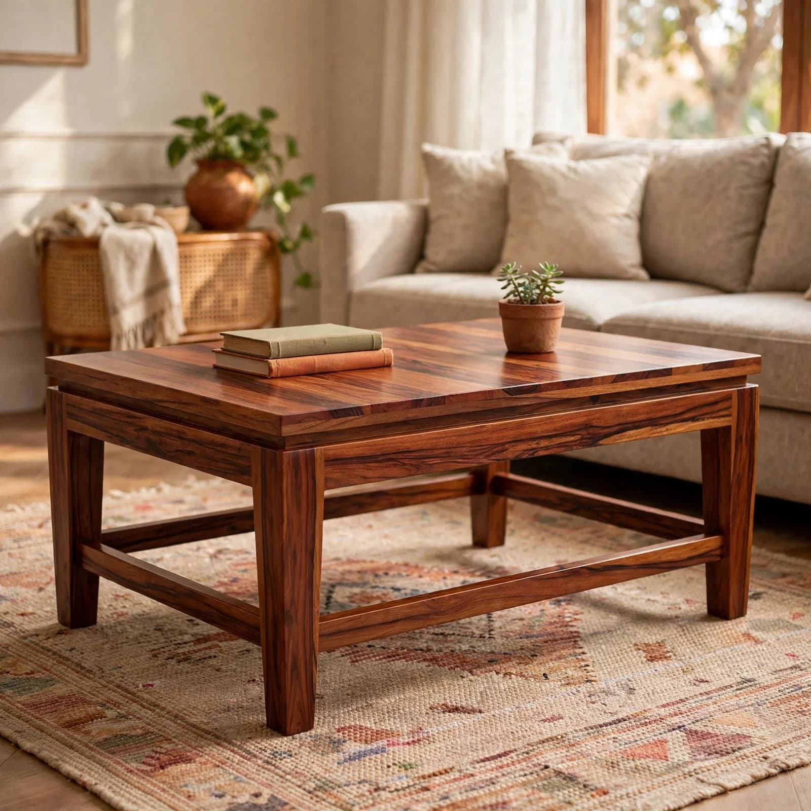 Sheesham Wood Center Table - Honey Finish