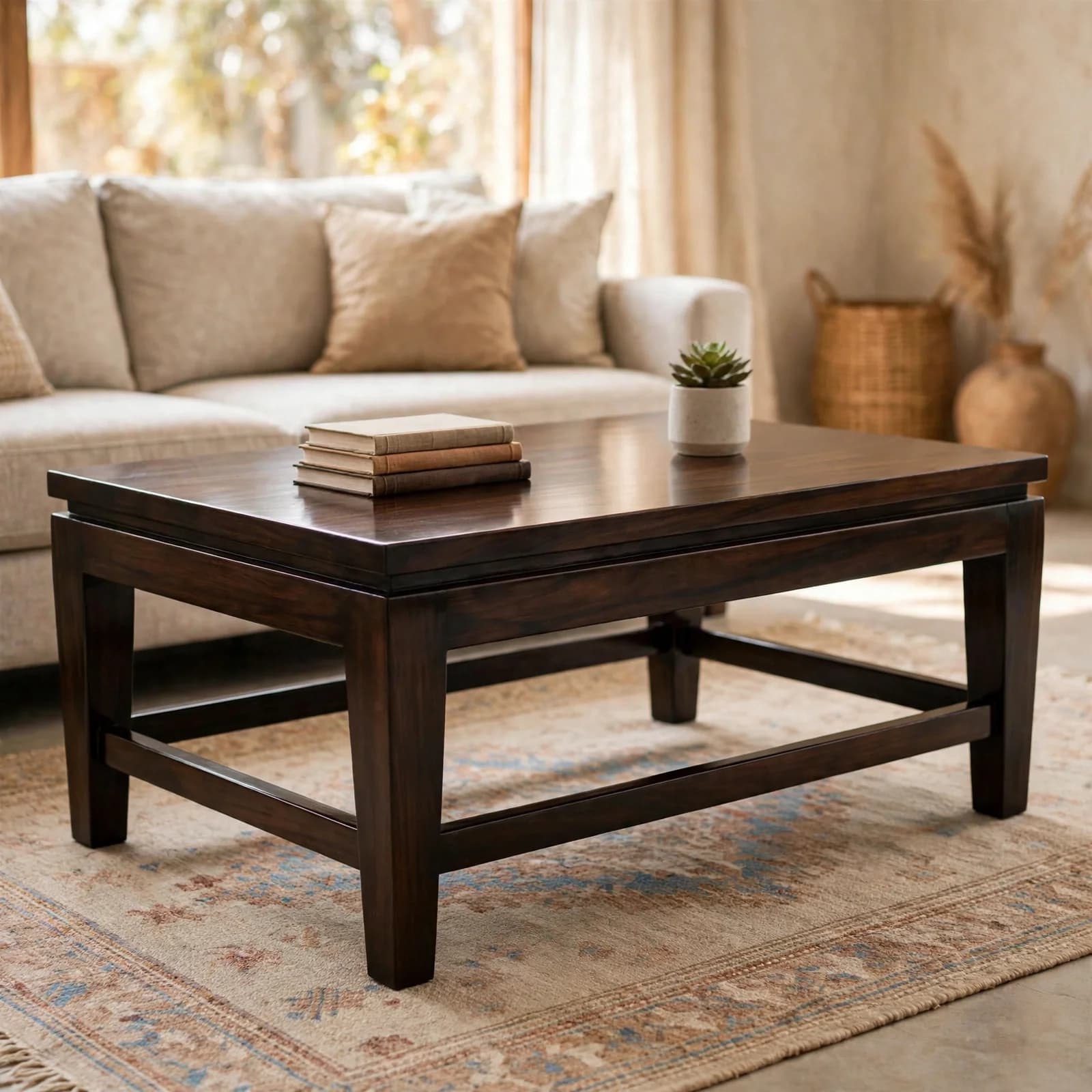 Sheesham Wood Center Table - Walnut Finish